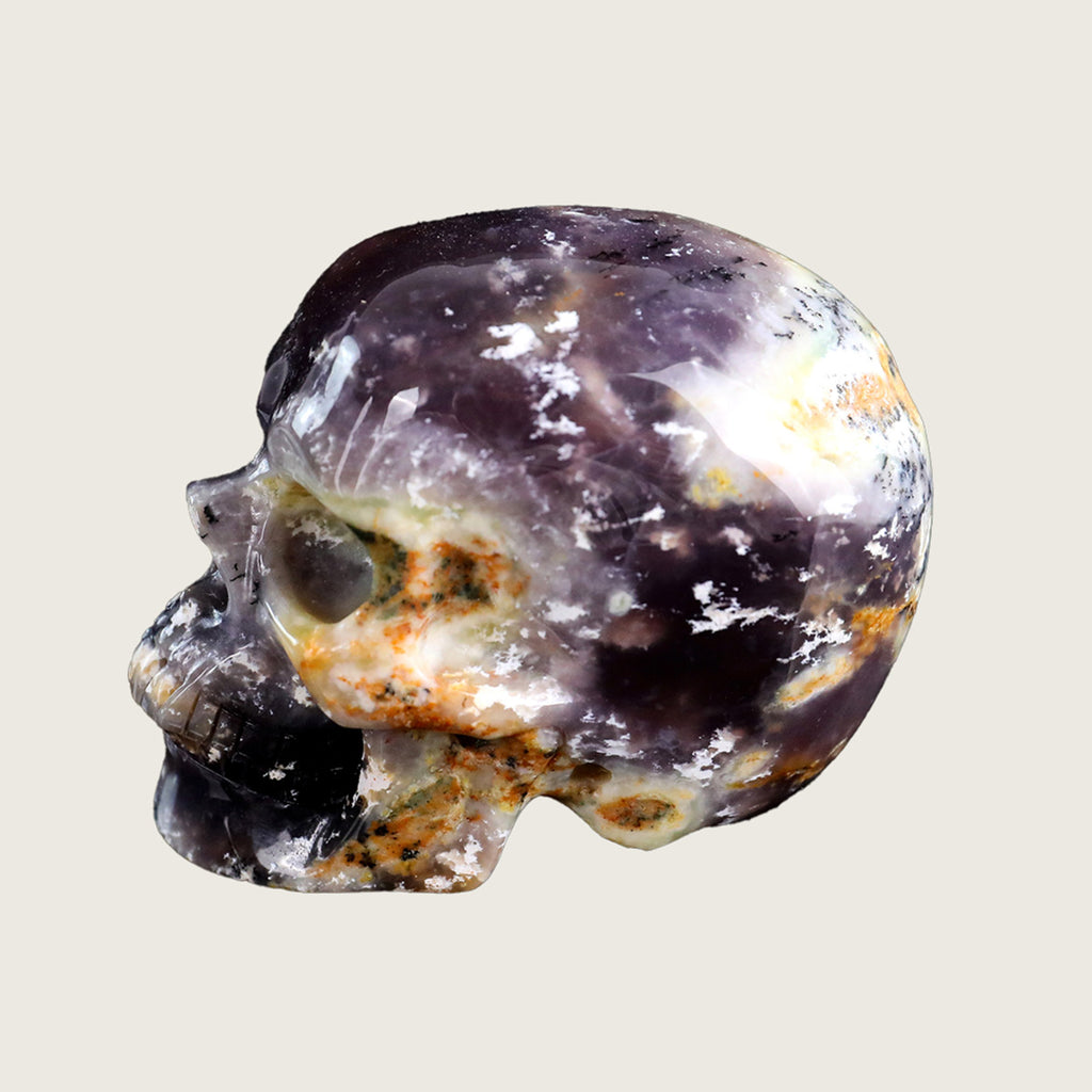 3.0" White Opal Crystal Skull Carving  #SKH30079