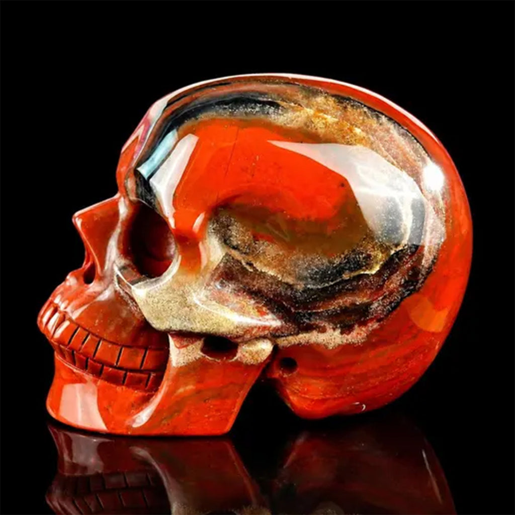 3.0" Red Jasper Crystal Skull Carving  #SKH30119