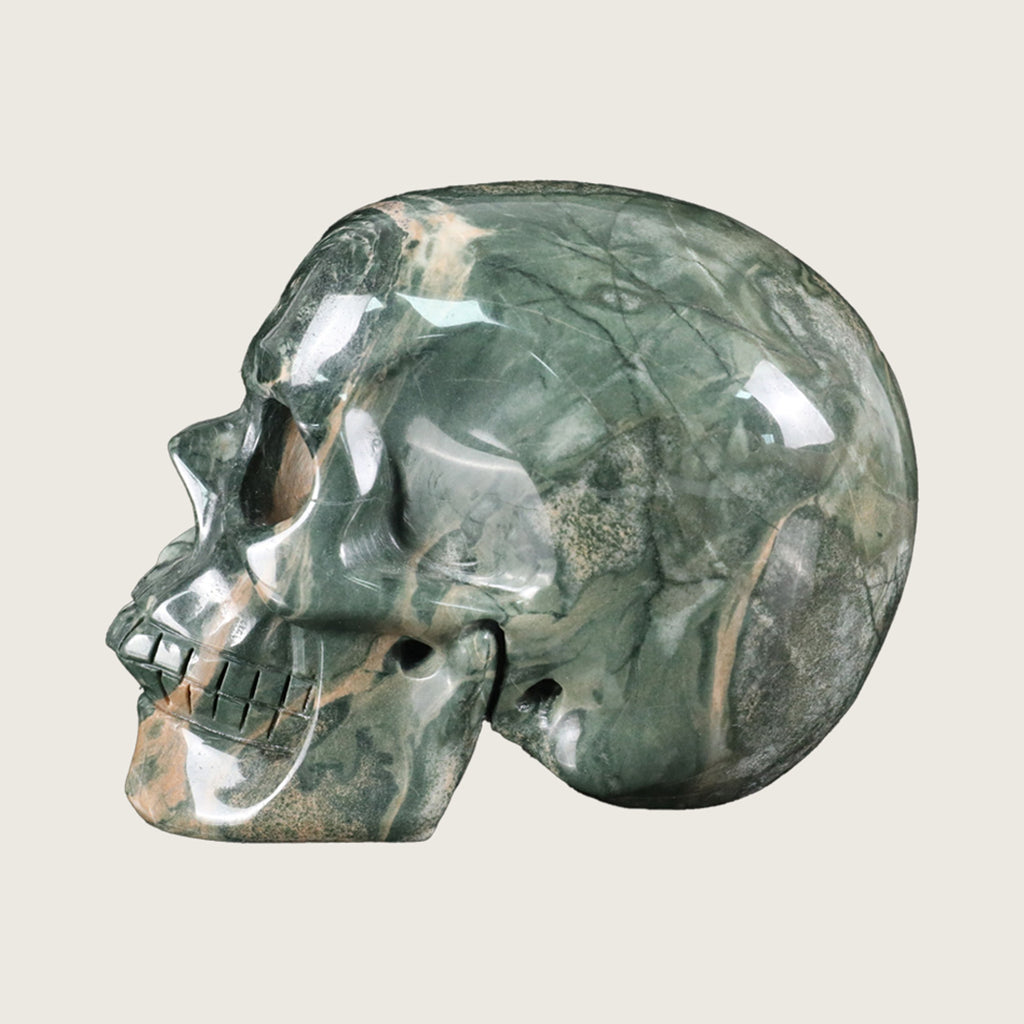4.5" Nine Dragon Jade Crystal Skull Carving  #SKH45013