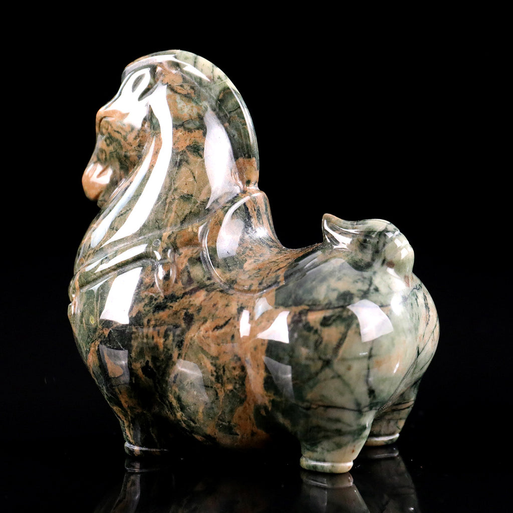 3.0" Jiulong Jade Tang Horse Carving  #CHA0027