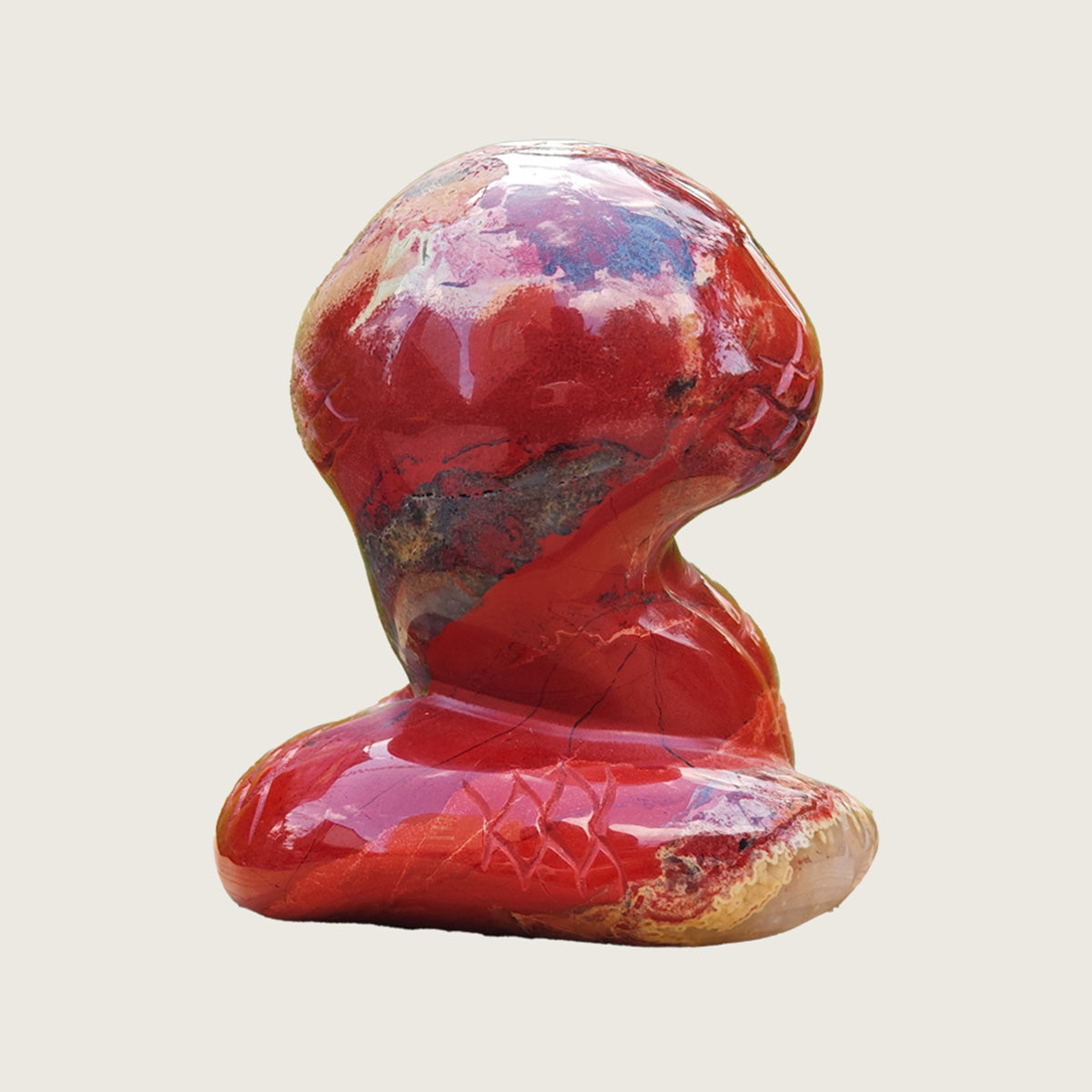 2.0" Red Jasper Snake Carving  #CHA0011
