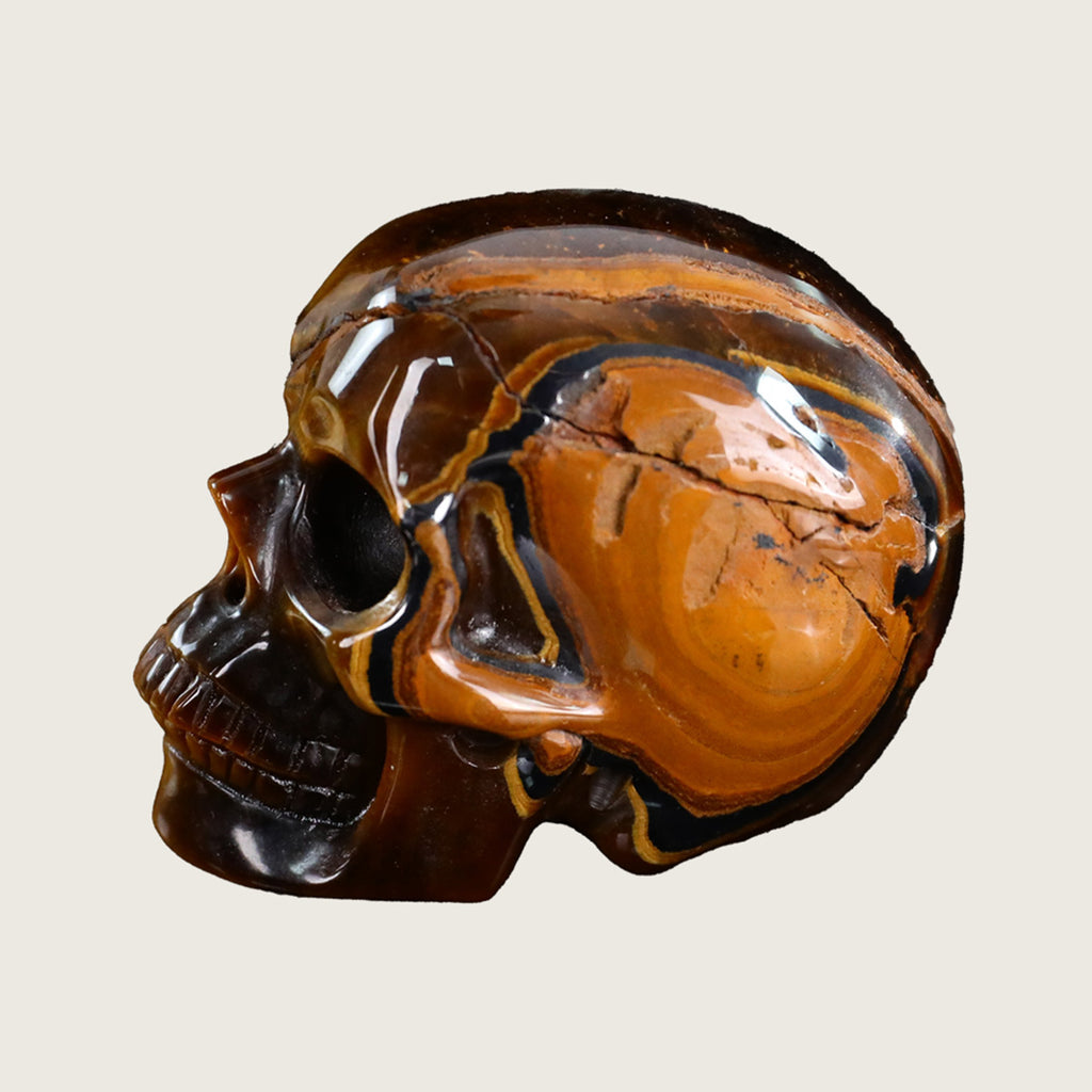 2.2" Tiger Eye Crystal Skull Carving  #SKH22039