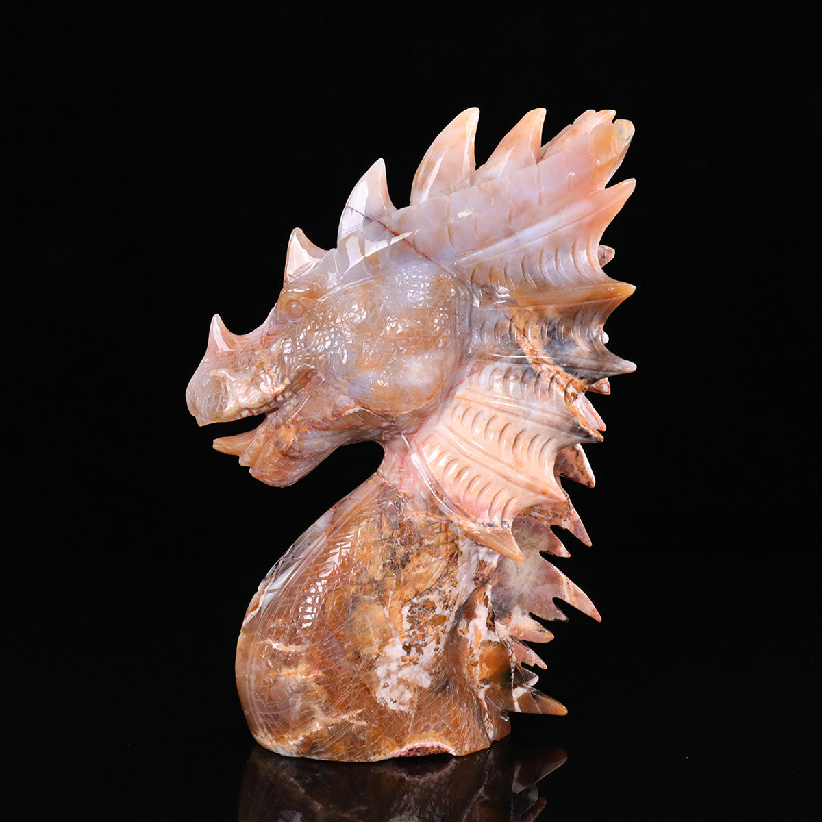 9.0" Yellow Chalcedony Pterosaur Head Carving  #CTC0064