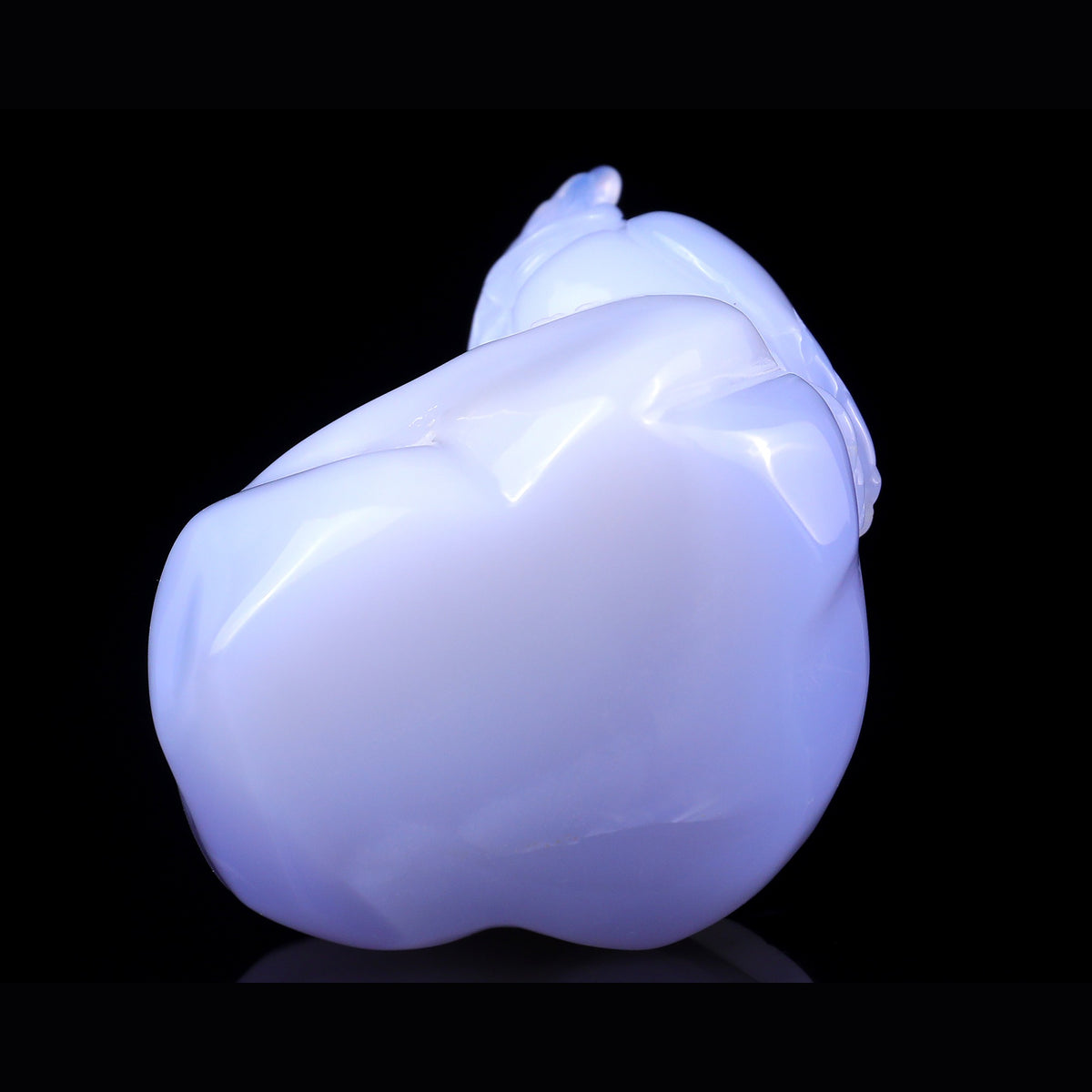 6.5" Blue Chalcedony Mother & Baby Owl Carving  #CTC0073