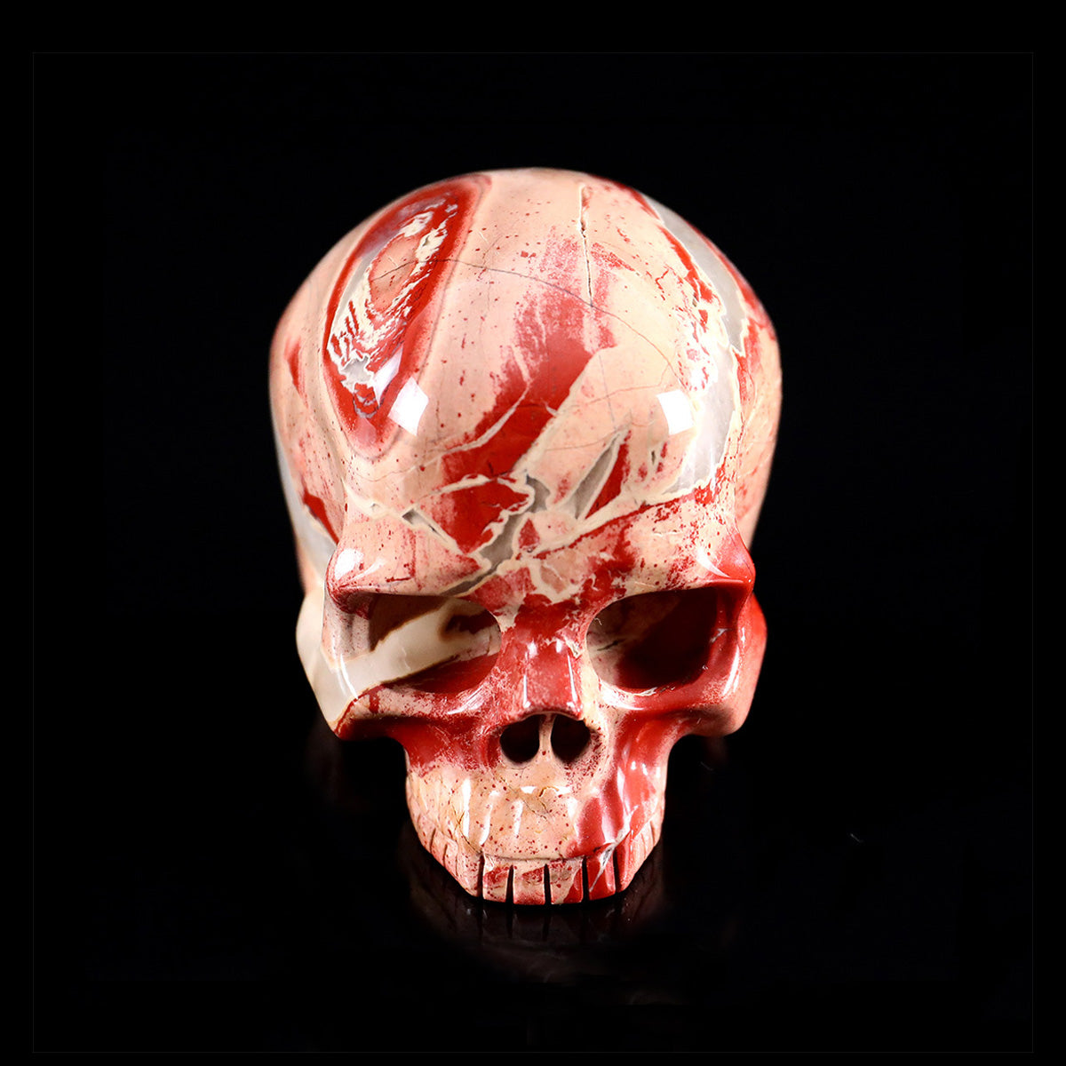 3.0" Red Jasper Jawless skull Carving  #CSC0037