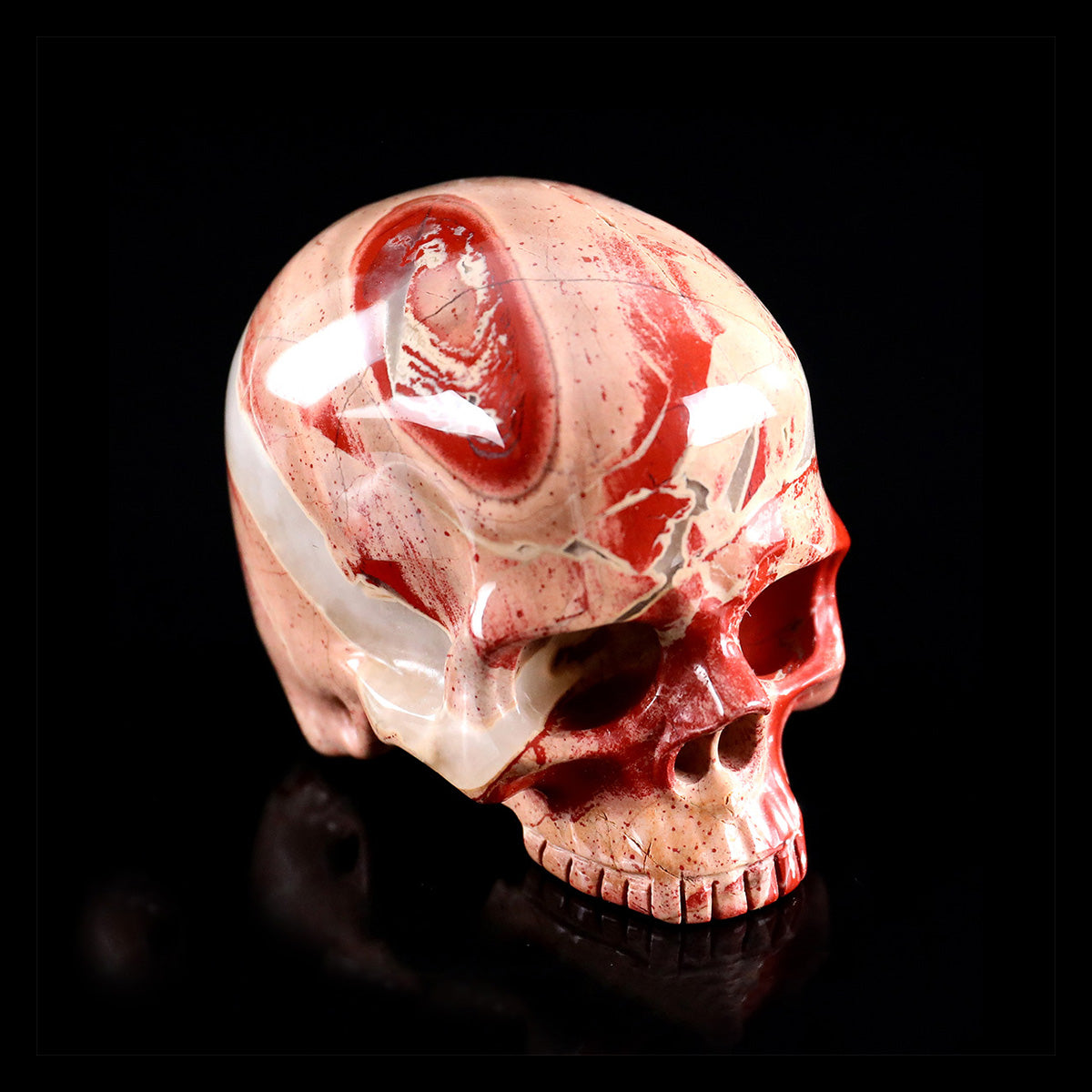3.0" Red Jasper Jawless skull Carving  #CSC0037