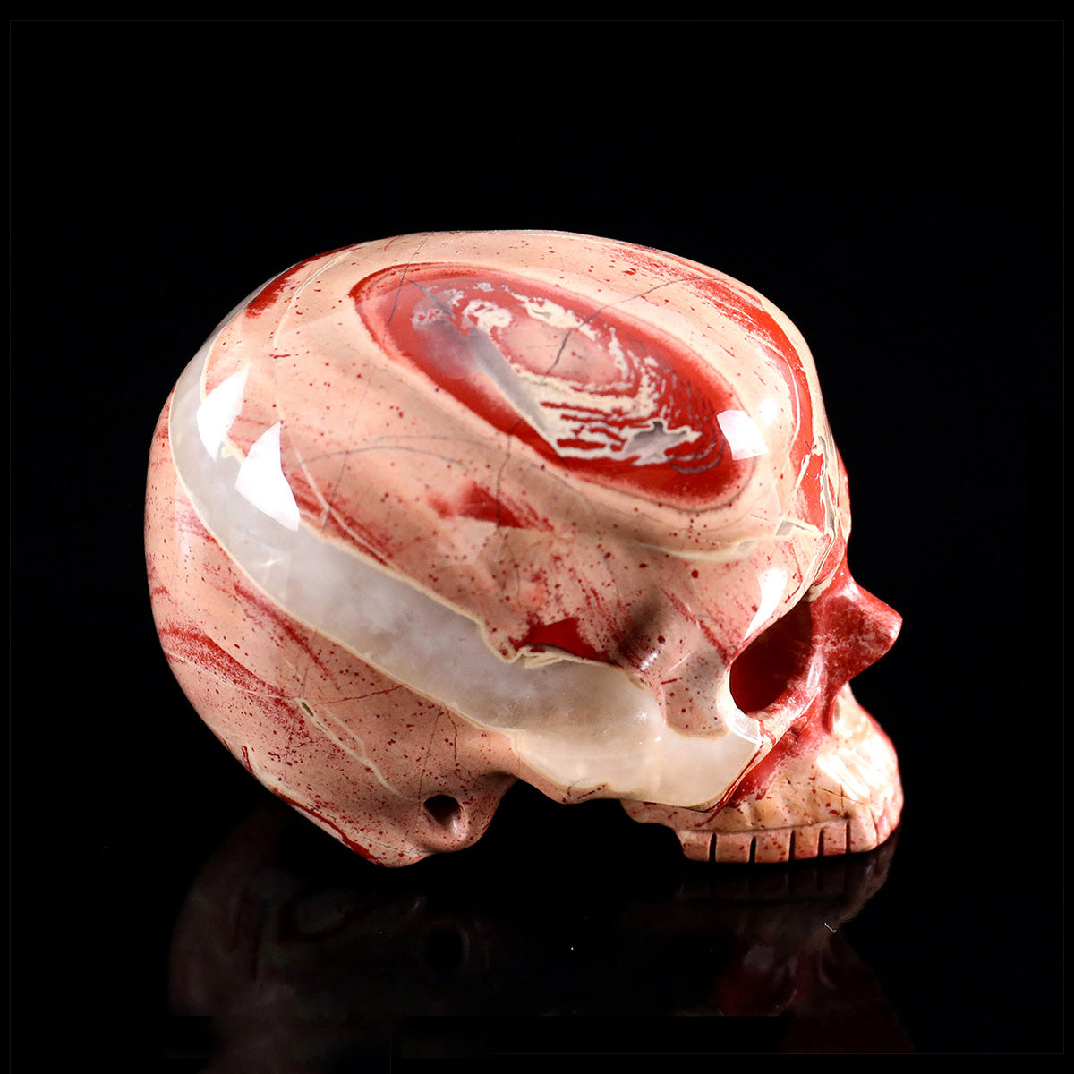 3.0" Red Jasper Jawless skull Carving  #CSC0037