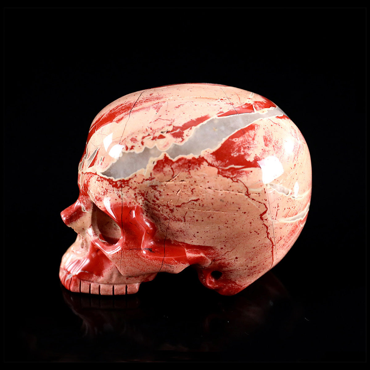 3.0" Red Jasper Jawless skull Carving  #CSC0037