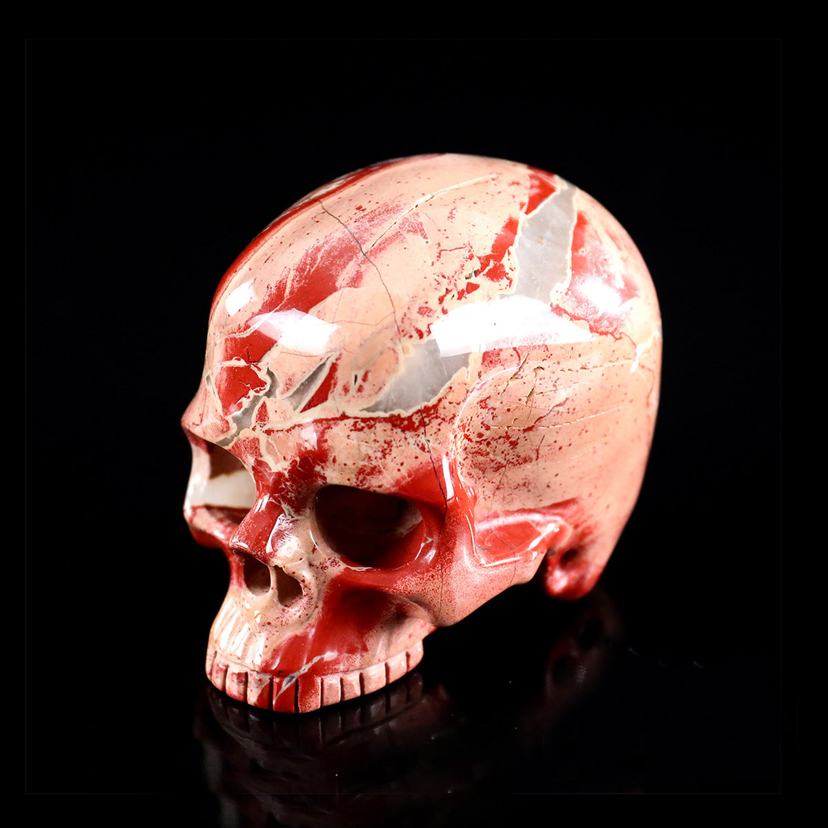 3.0" Red Jasper Jawless skull Carving  #CSC0037