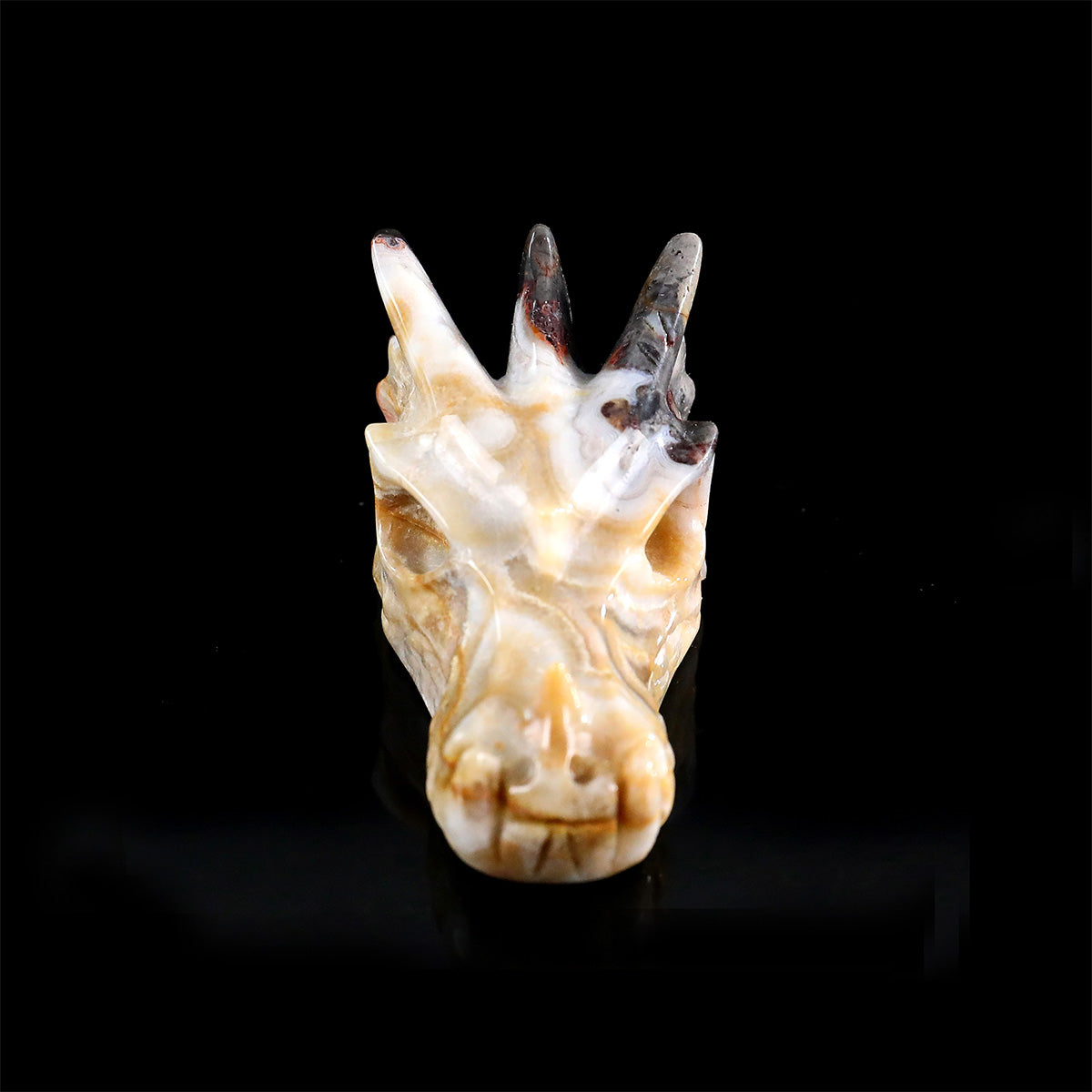 2.1" Red Crazy Lace Agate Dragon Skull Carving  #CSC0038