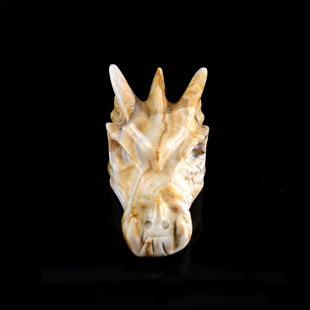 2.2" Lace Agate Dragon Skull Carving  #CSC0039