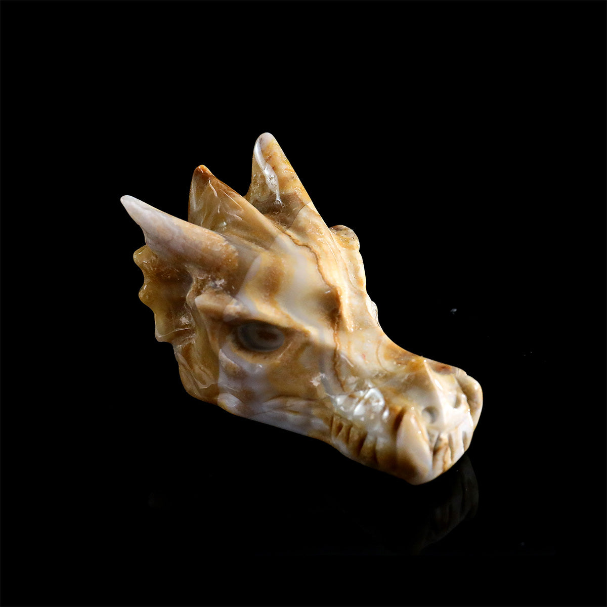 2.2" Lace Agate Dragon Skull Carving  #CSC0039