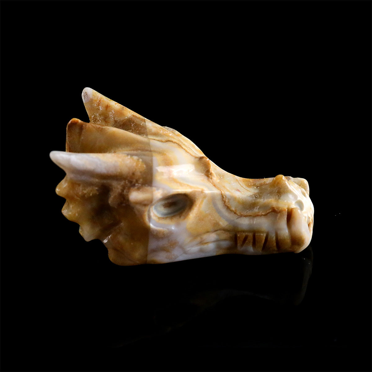 2.2" Lace Agate Dragon Skull Carving  #CSC0039