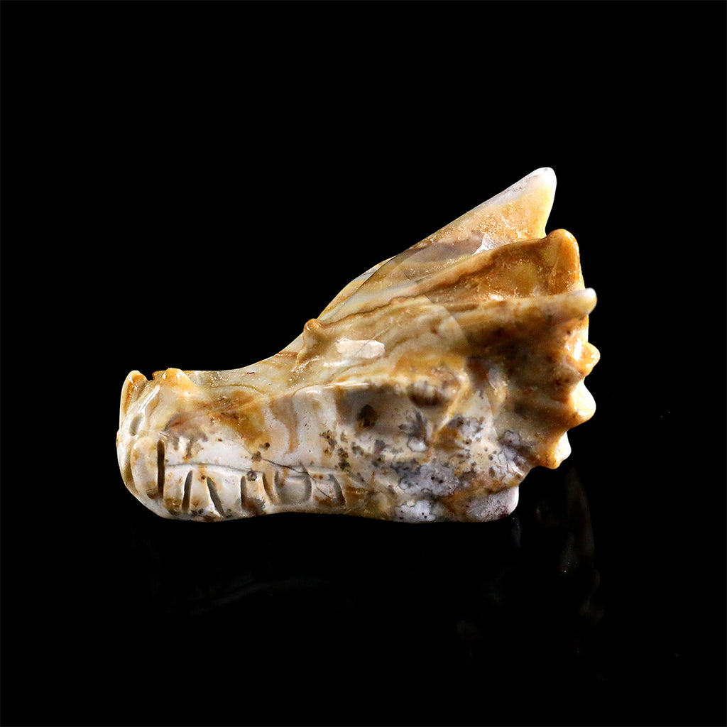 2.2" Lace Agate Dragon Skull Carving  #CSC0039