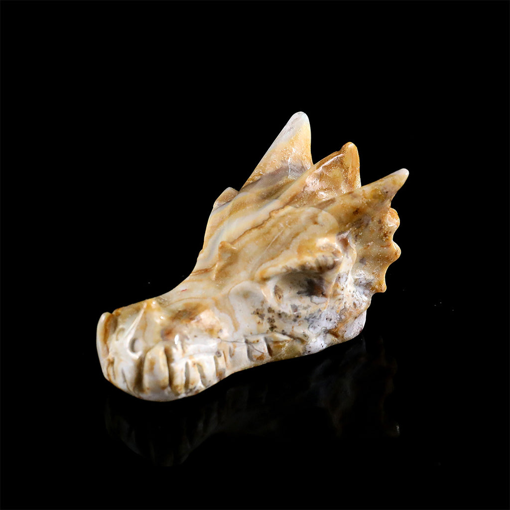 2.2" Lace Agate Dragon Skull Carving  #CSC0039
