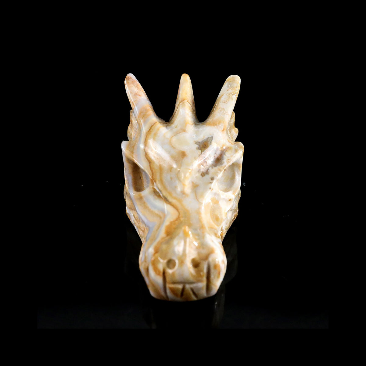 2.2" Lace Agate Dragon Skull Carving  #CSC0046
