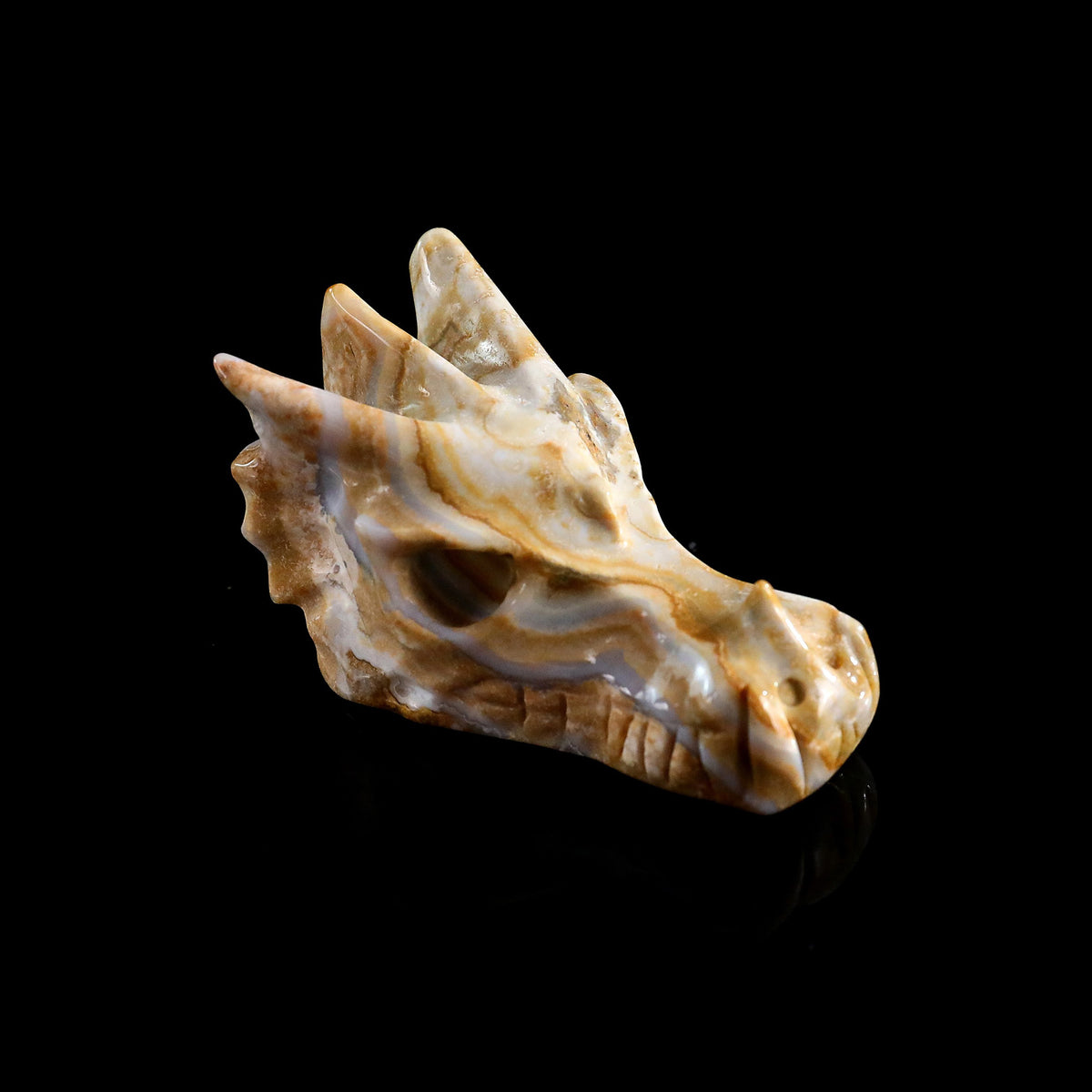 2.2" Lace Agate Dragon Skull Carving  #CSC0046
