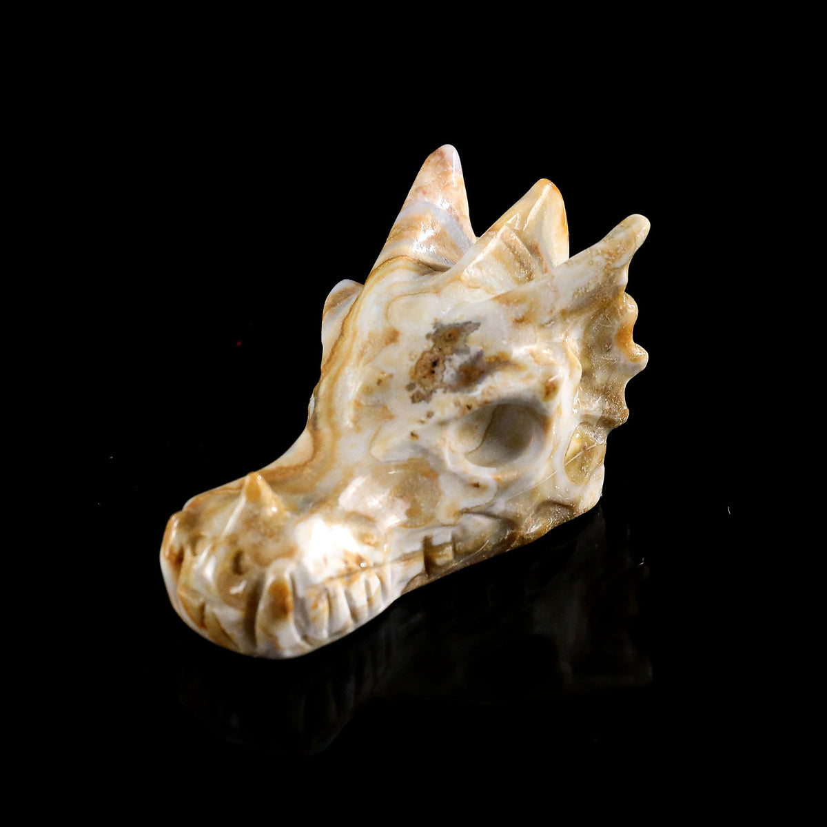 2.2" Lace Agate Dragon Skull Carving  #CSC0046