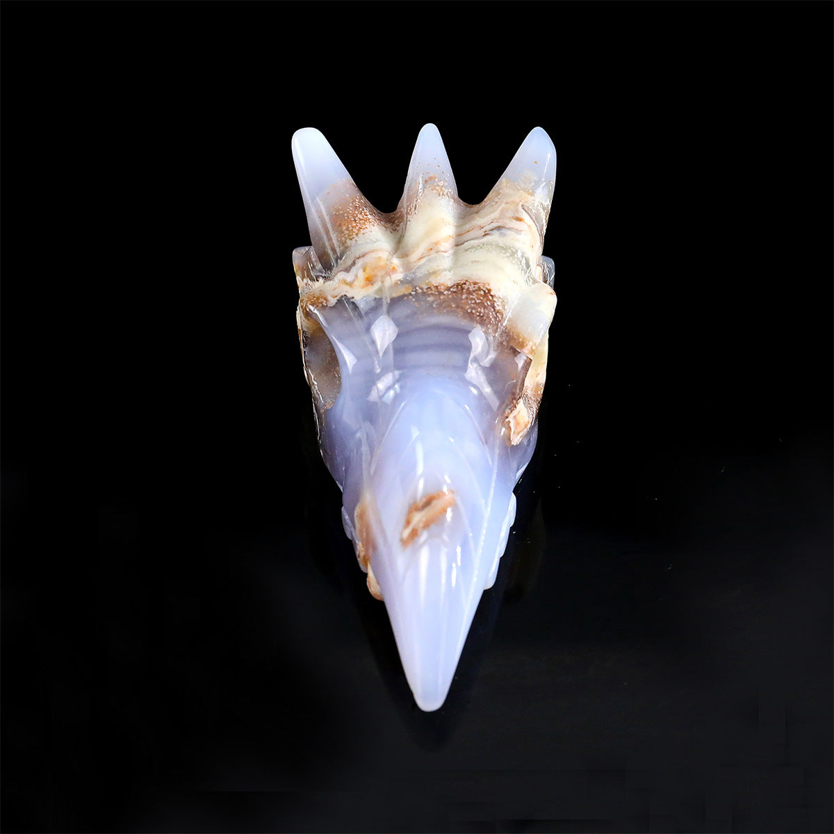 4.0" Blue Chalcedony Phoenix Skull Carving  #CSC0040