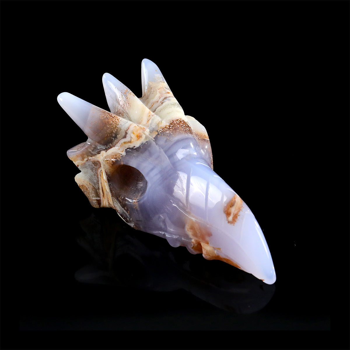 4.0" Blue Chalcedony Phoenix Skull Carving  #CSC0040