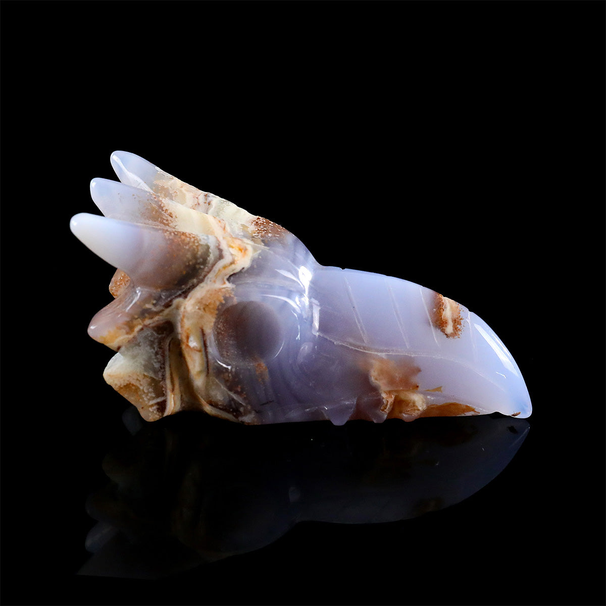 4.0" Blue Chalcedony Phoenix Skull Carving  #CSC0040