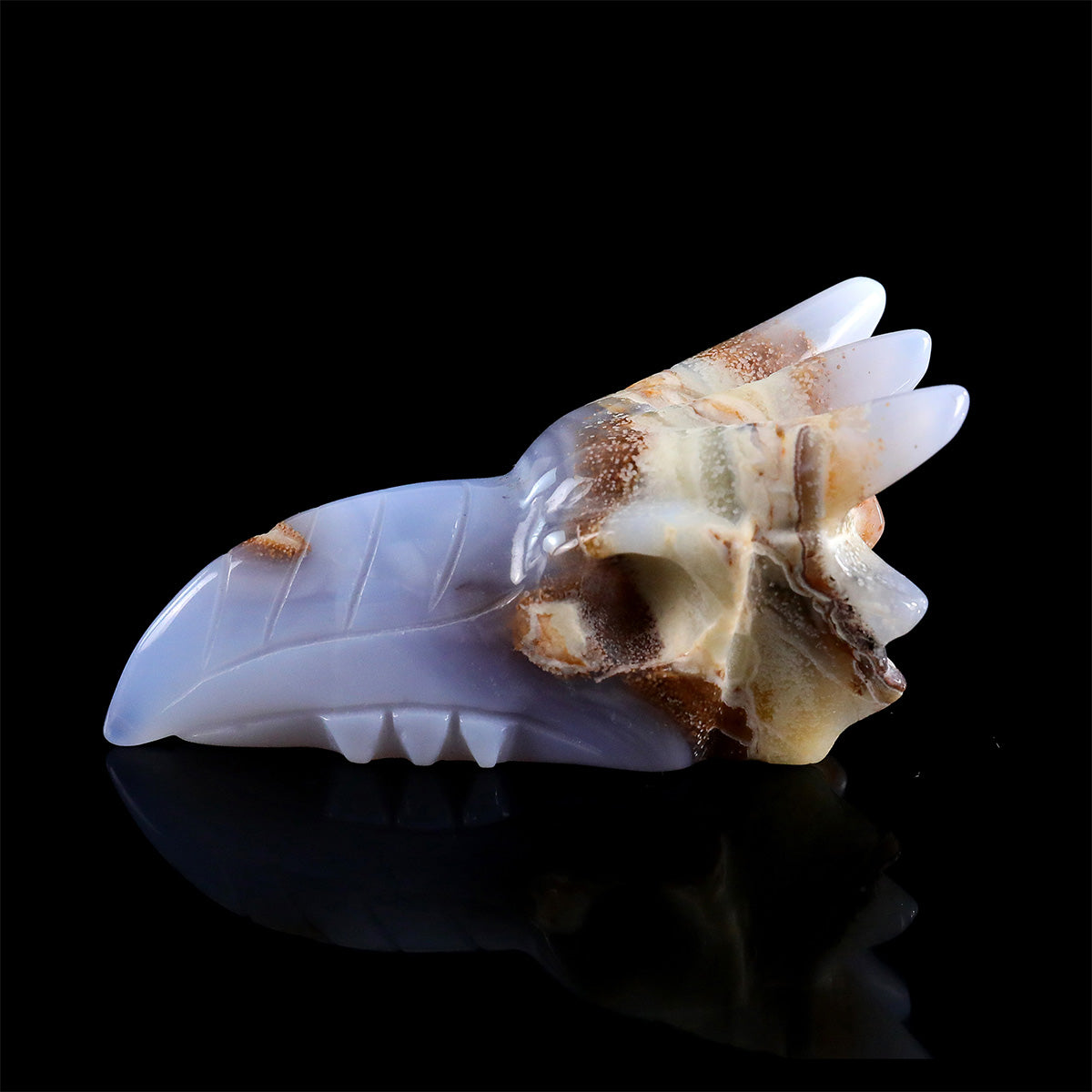 4.0" Blue Chalcedony Phoenix Skull Carving  #CSC0040