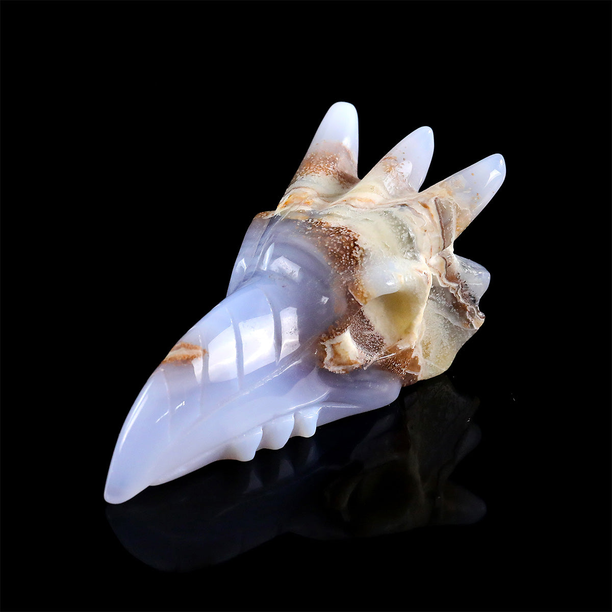 4.0" Blue Chalcedony Phoenix Skull Carving  #CSC0040