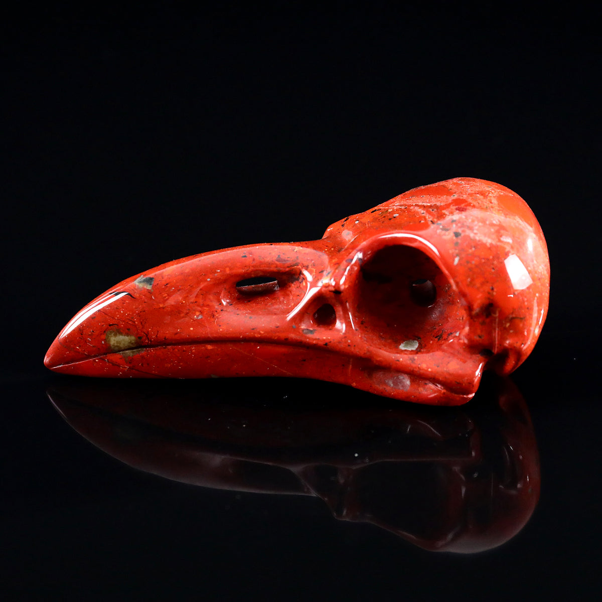 4.5" Red Jasper Raven Skull Carving  #CSC0041