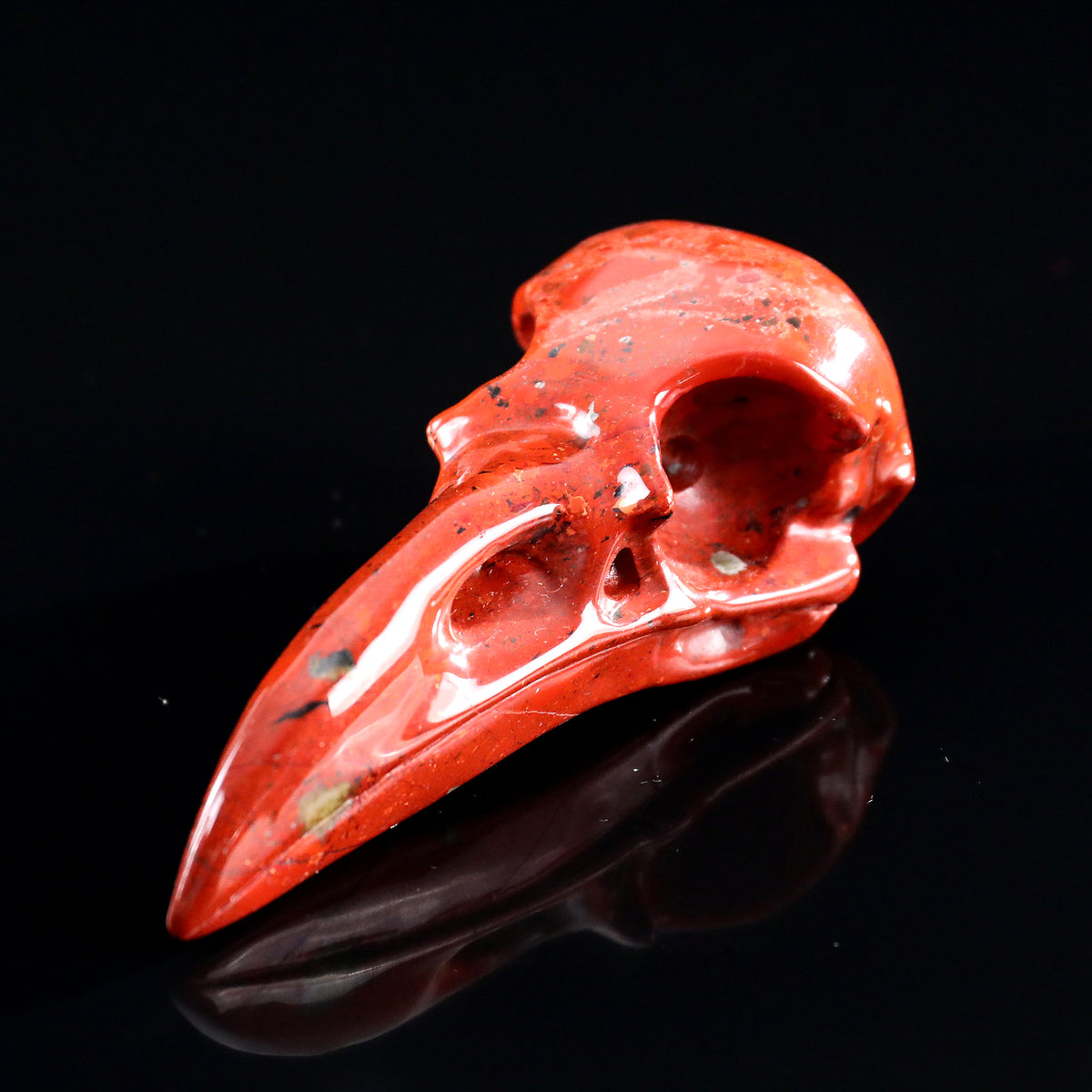4.5" Red Jasper Raven Skull Carving  #CSC0041