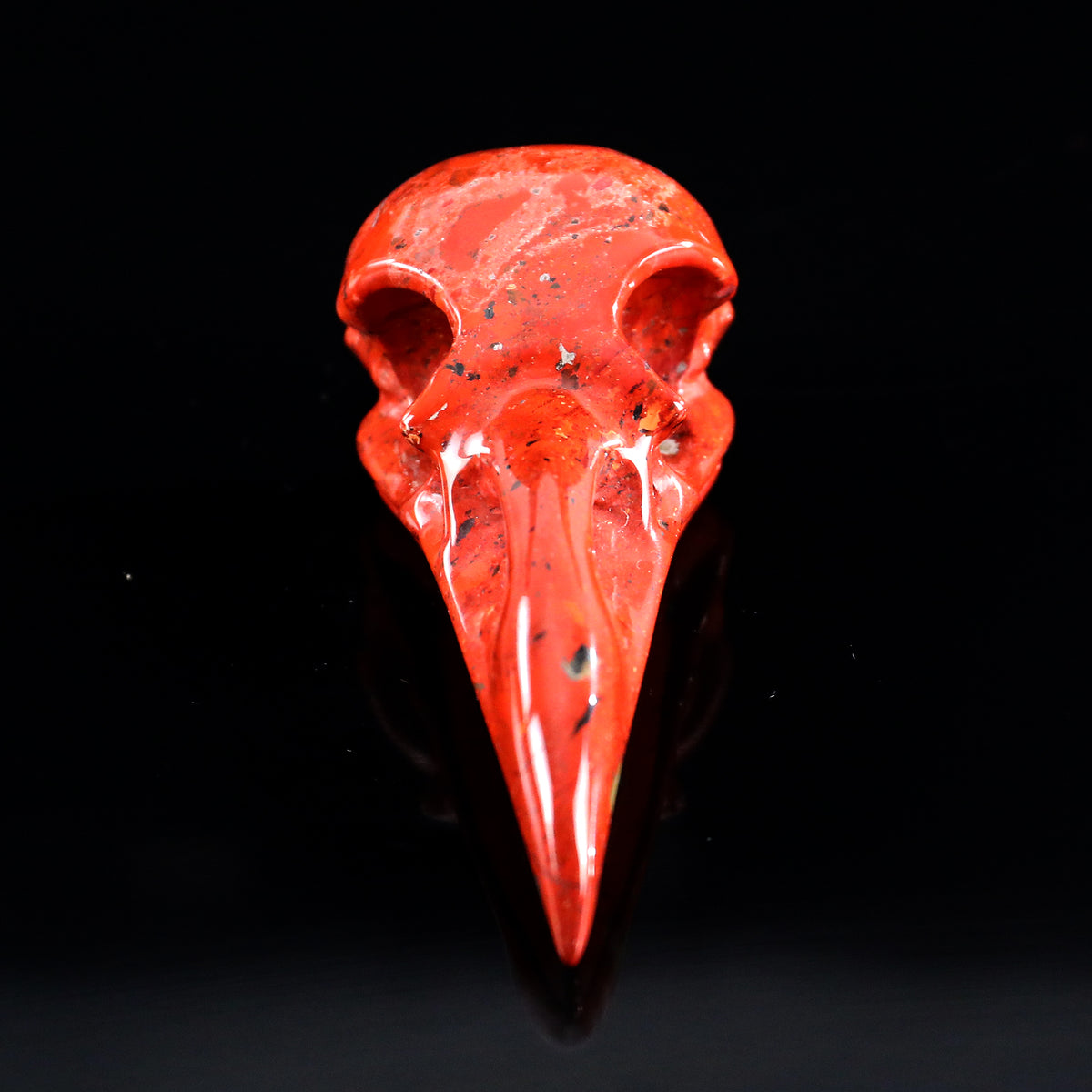 4.5" Red Jasper Raven Skull Carving  #CSC0041