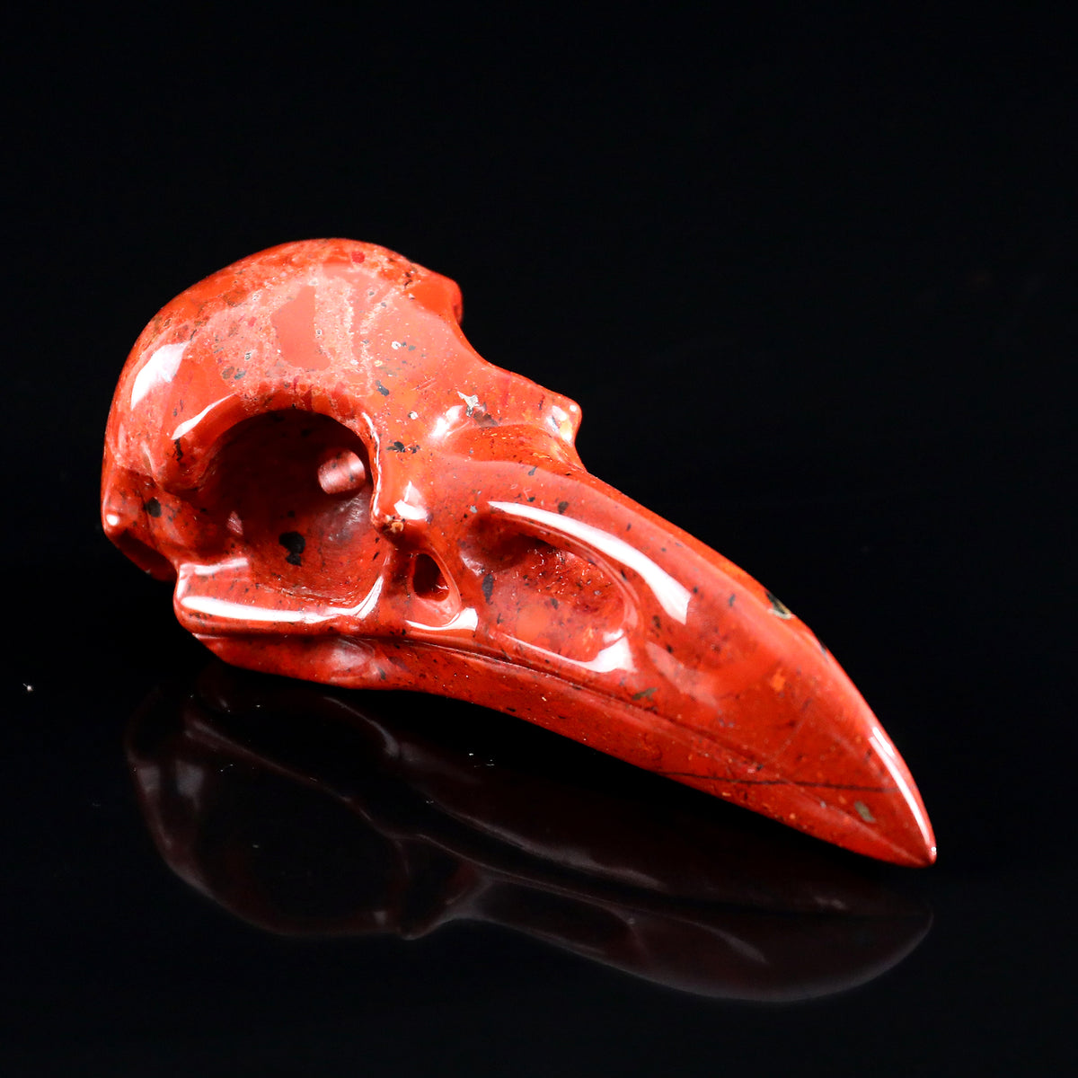 4.5" Red Jasper Raven Skull Carving  #CSC0041