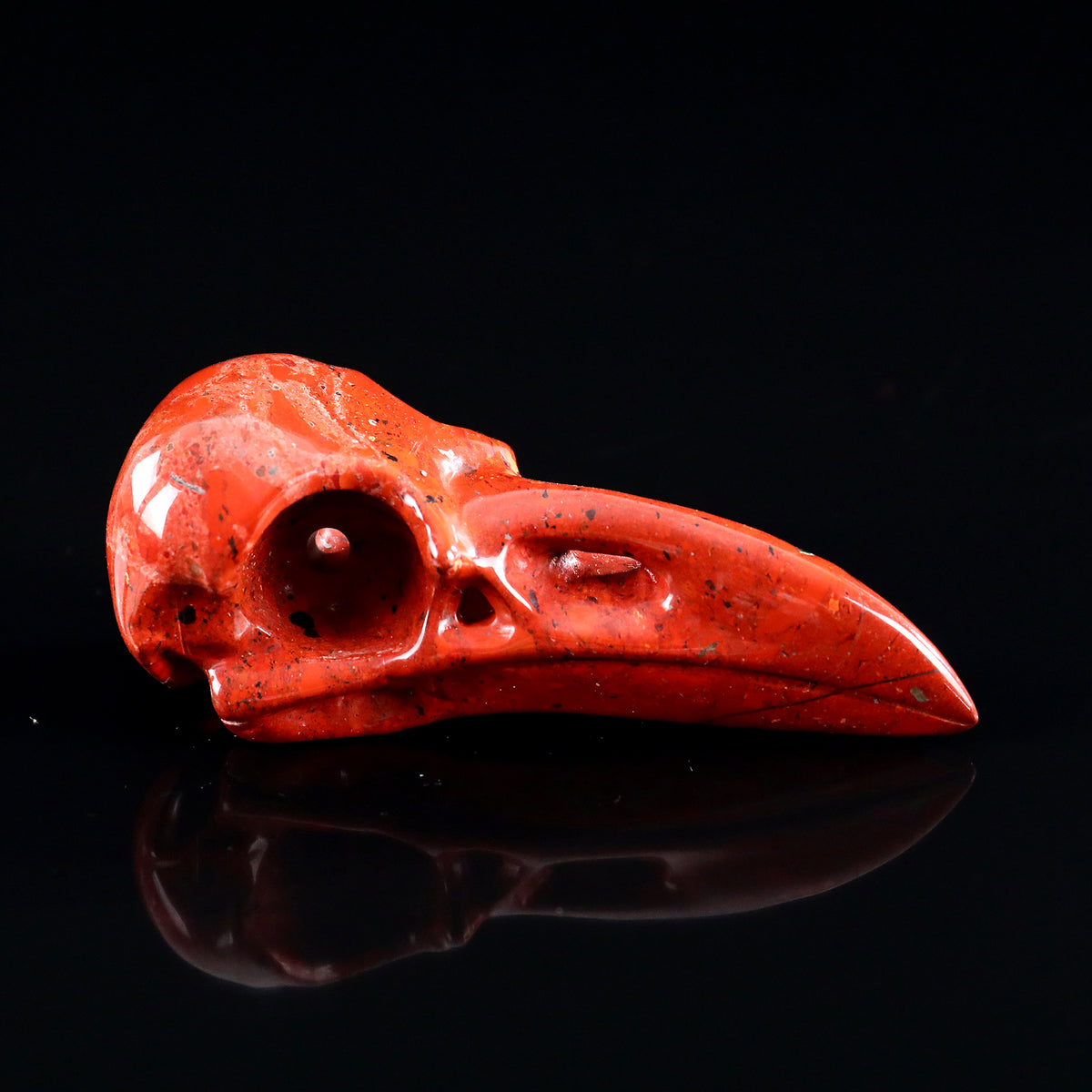 4.5" Red Jasper Raven Skull Carving  #CSC0041