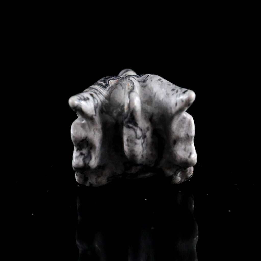 3.0" Black Crazy Agate Phoenix Skull Carving  #CSC0042