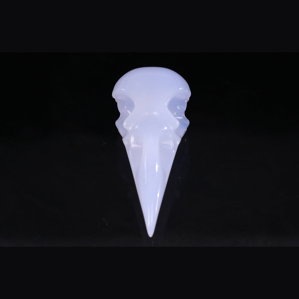 2.5" Blue Chalcedony Raven Skull Pendant Carving  #CSC0054