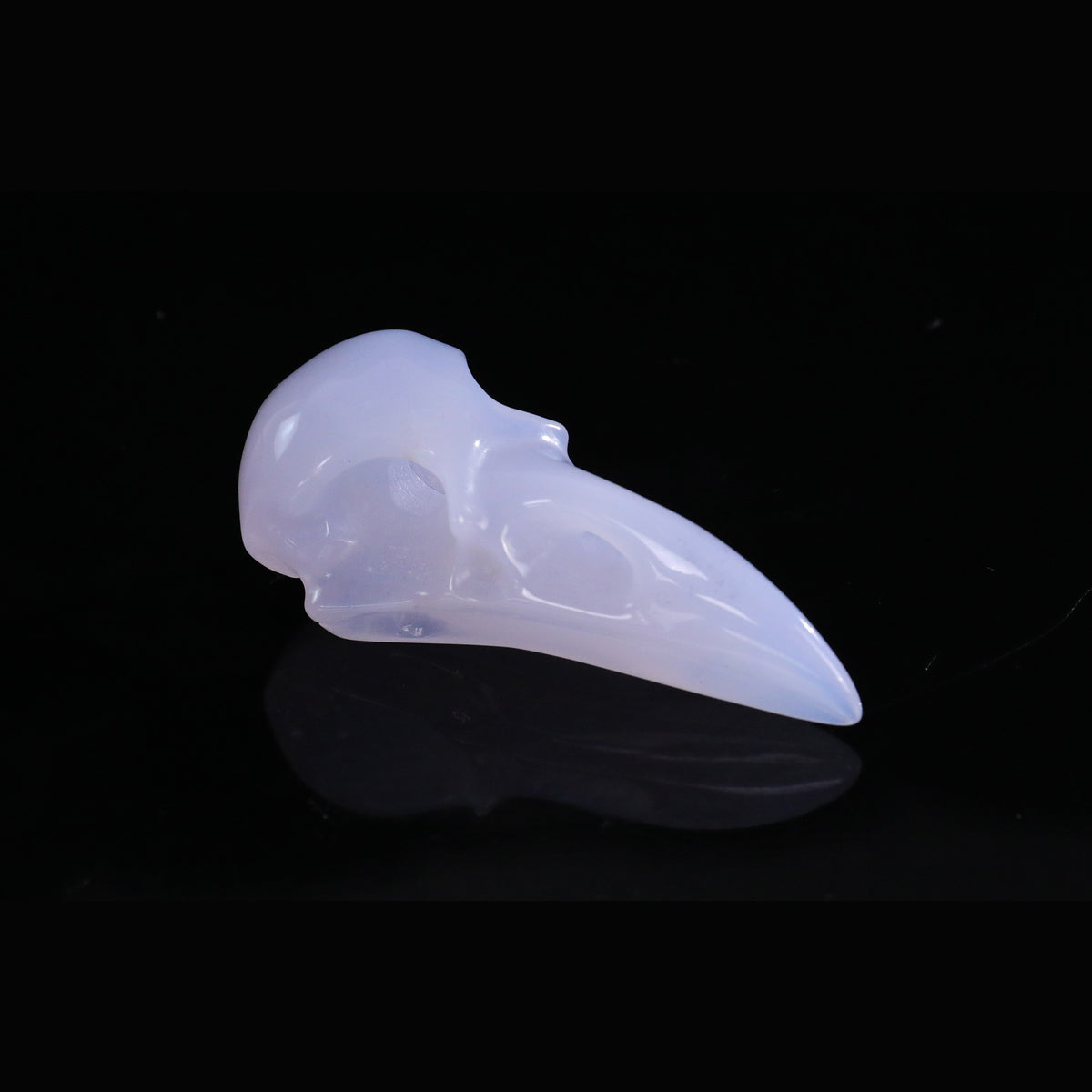 2.5" Blue Chalcedony Raven Skull Pendant Carving  #CSC0054