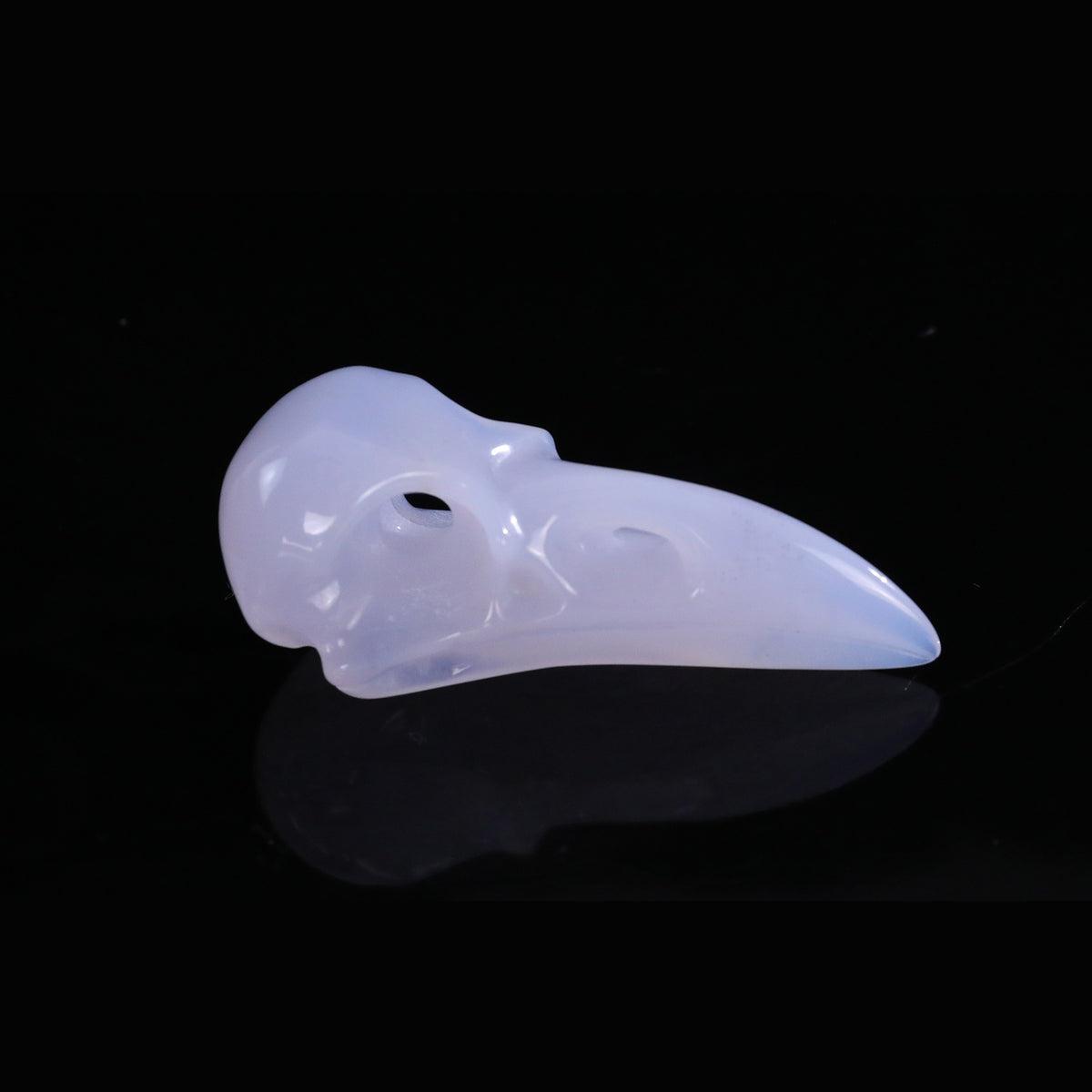 2.5" Blue Chalcedony Raven Skull Pendant Carving  #CSC0054