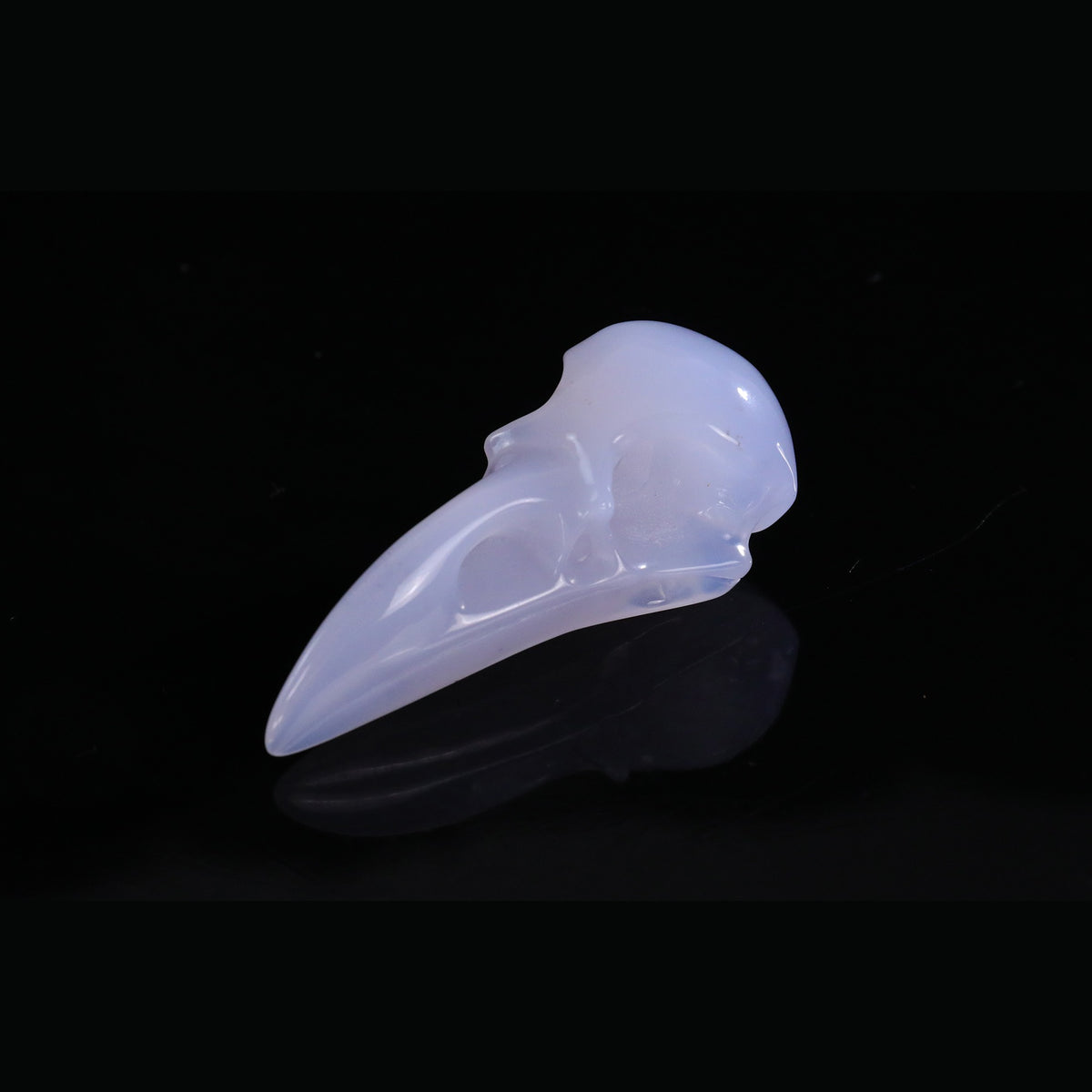 2.5" Blue Chalcedony Raven Skull Pendant Carving  #CSC0054