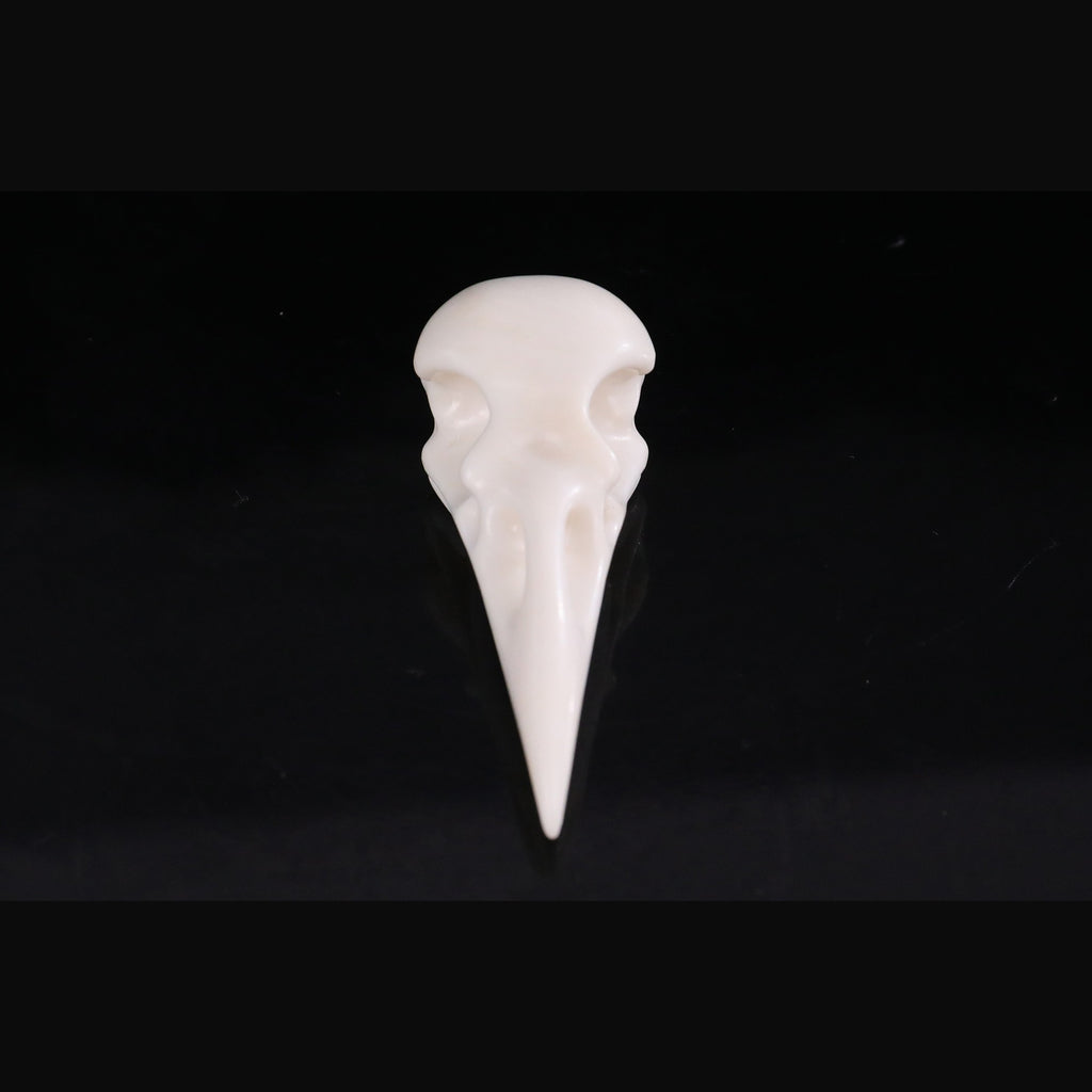 2.5" Ivory Jade Raven Skull Pendant Carving  #CSC0055