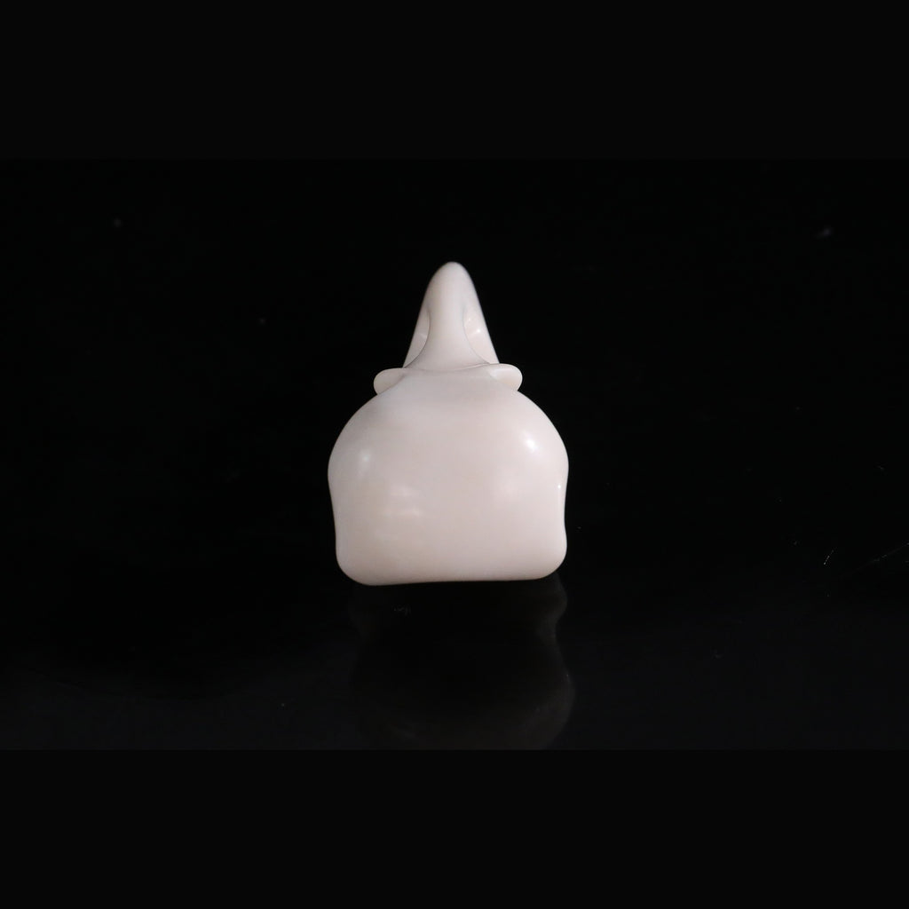 2.5" Ivory Jade Raven Skull Pendant Carving  #CSC0055