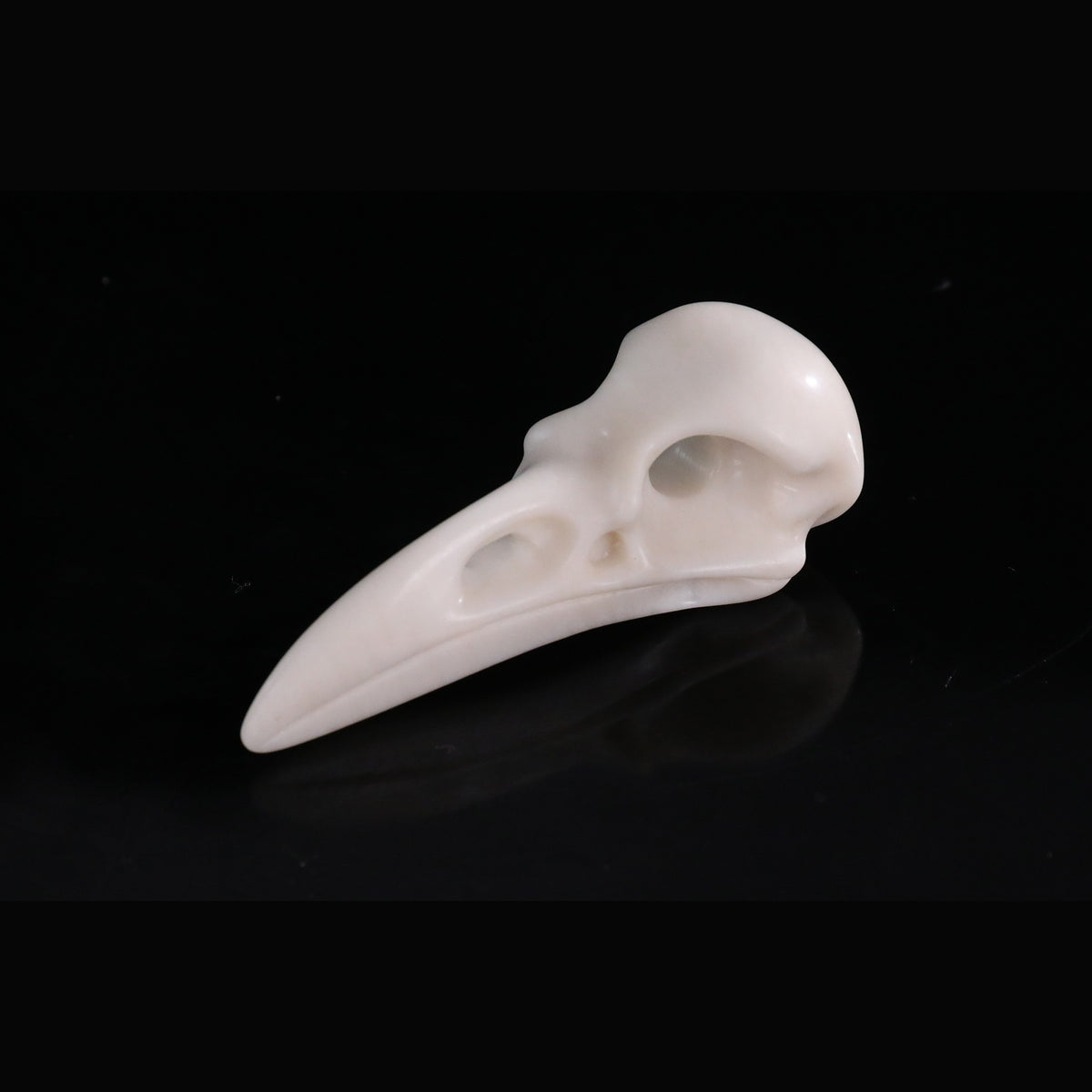 2.5" Ivory Jade Raven Skull Pendant Carving  #CSC0055
