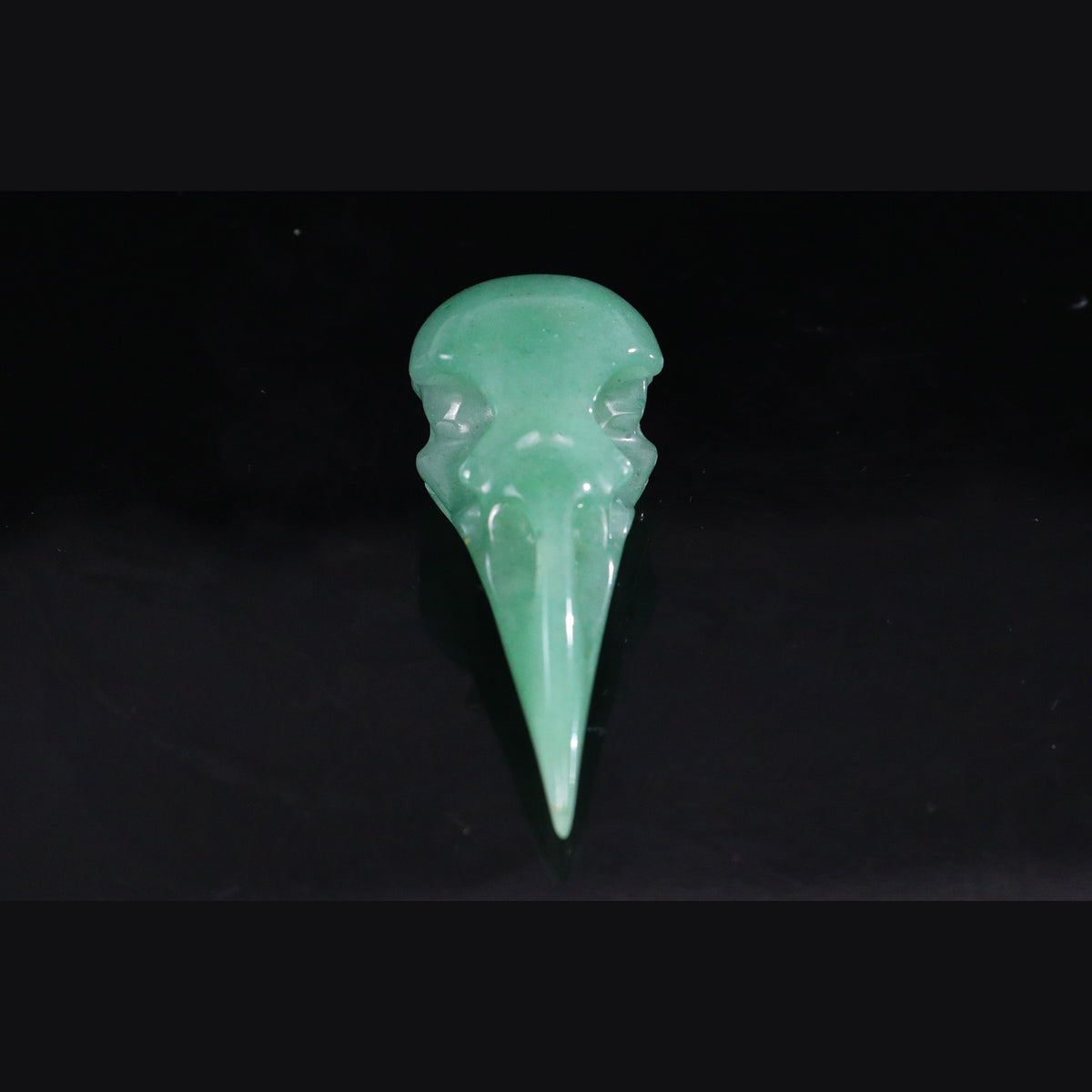 2.5" Green Aventurine Raven Skull Pendant Carving  #CSC0053