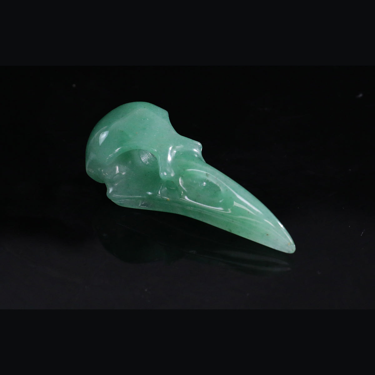 2.5" Green Aventurine Raven Skull Pendant Carving  #CSC0053
