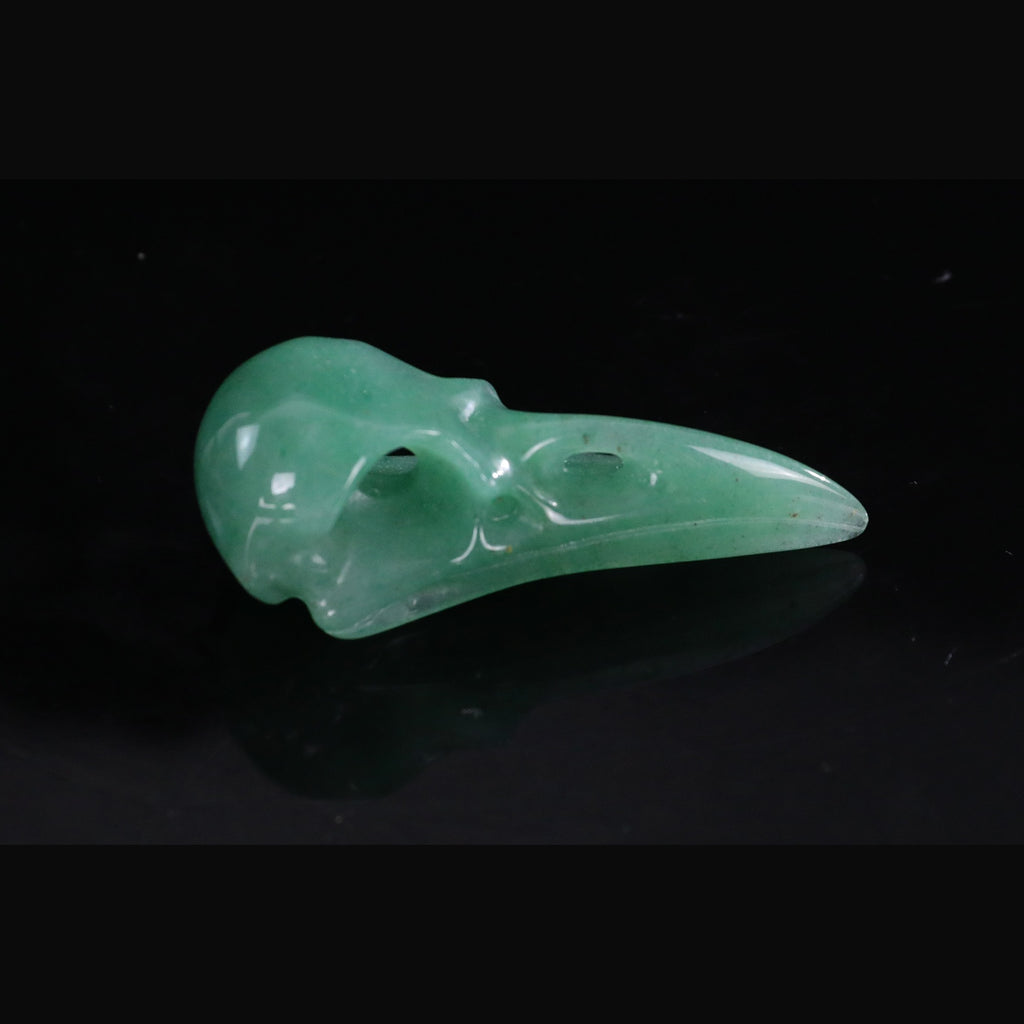 2.5" Green Aventurine Raven Skull Pendant Carving  #CSC0053