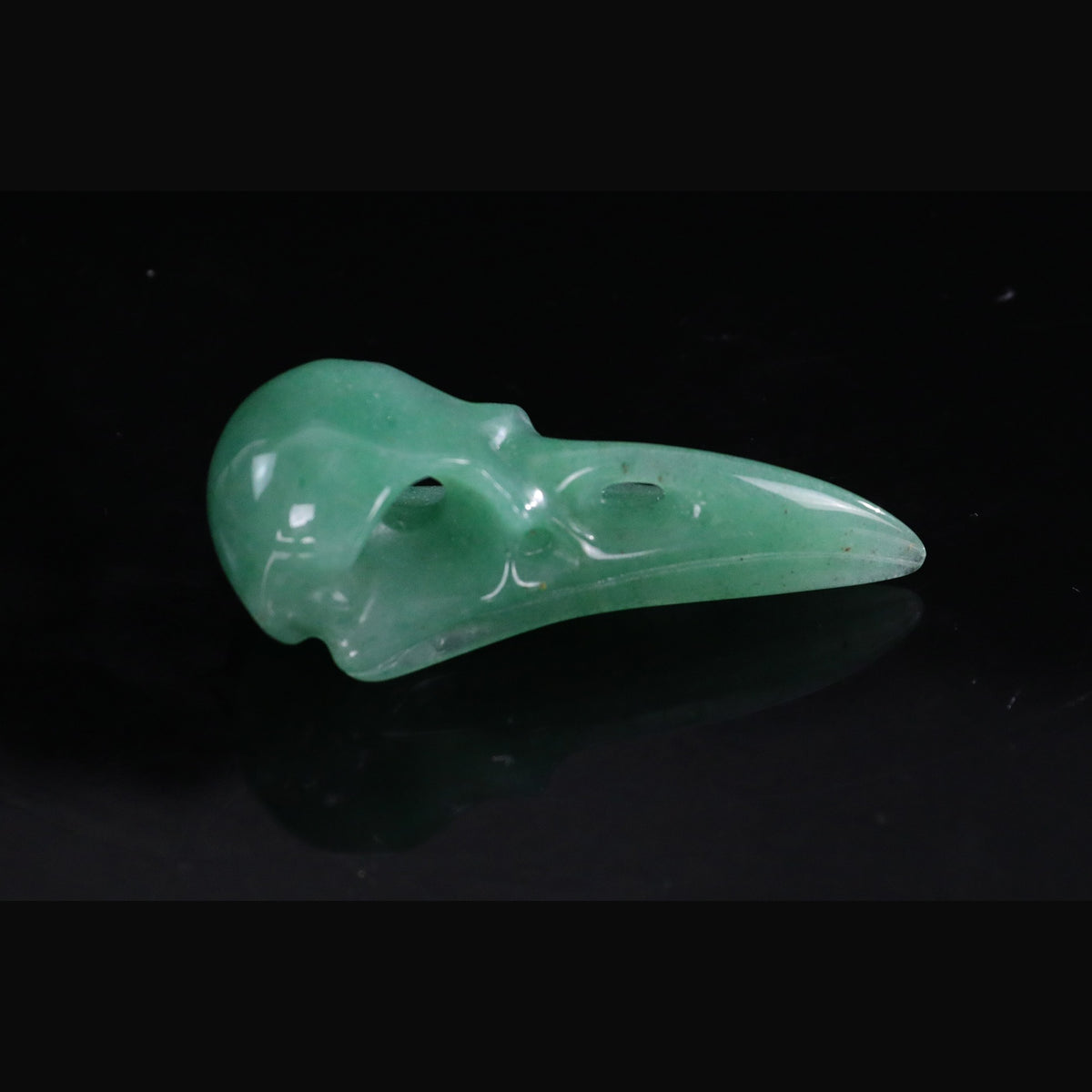 2.5" Green Aventurine Raven Skull Pendant Carving  #CSC0053