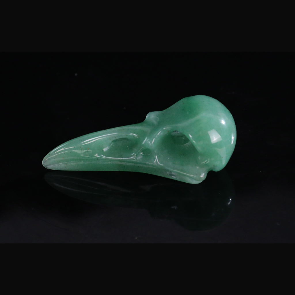 2.5" Green Aventurine Raven Skull Pendant Carving  #CSC0053