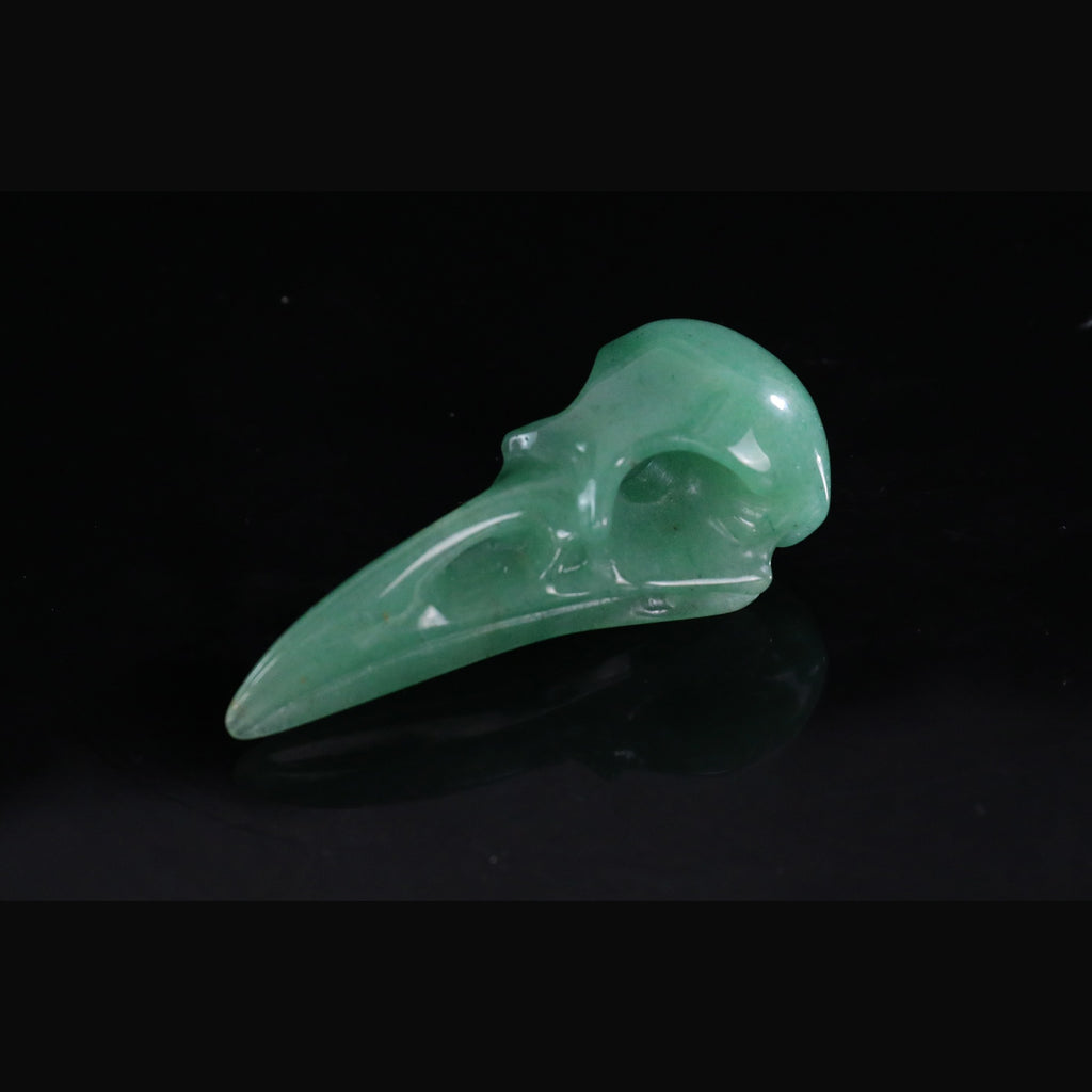 2.5" Green Aventurine Raven Skull Pendant Carving  #CSC0053