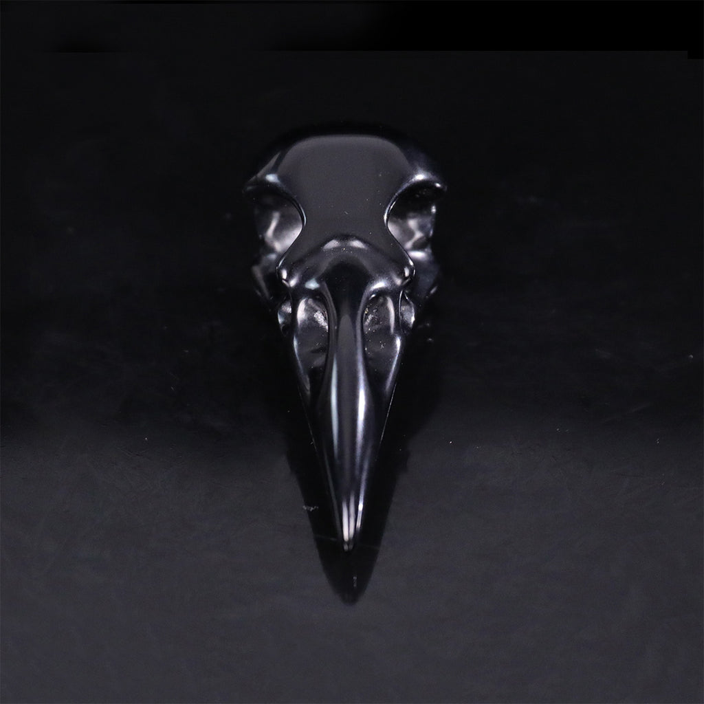 2.5" Black Obsidian Raven Skull Pendant Carving  #CSC0045
