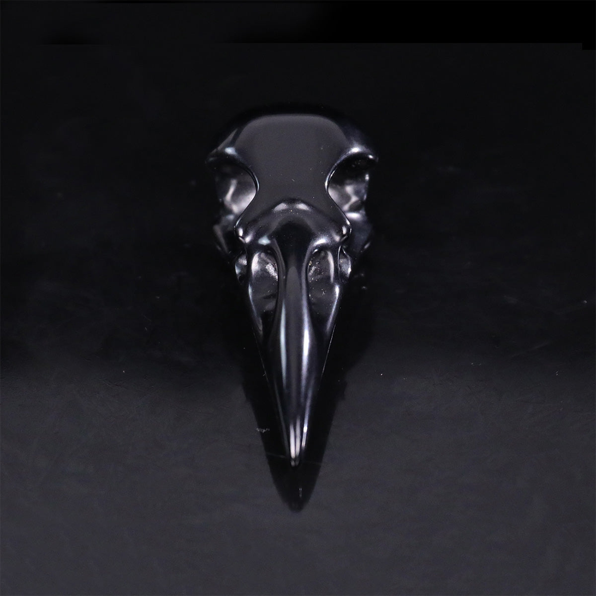 2.5" Black Obsidian Raven Skull Pendant Carving  #CSC0045