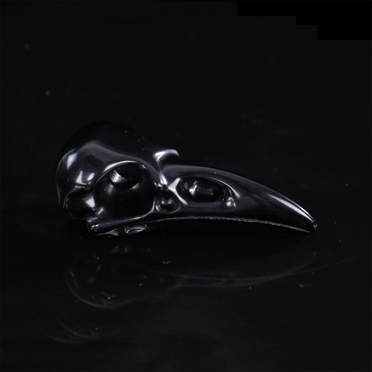 2.5" Black Obsidian Raven Skull Pendant Carving  #CSC0045