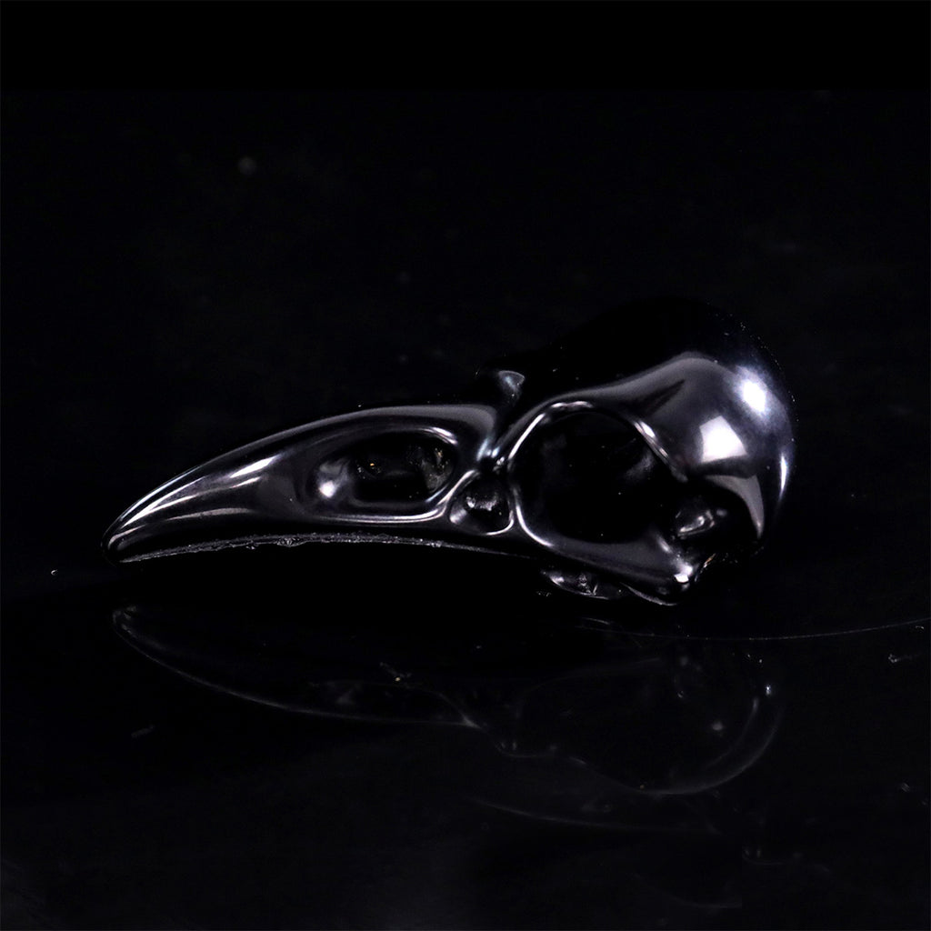 2.5" Black Obsidian Raven Skull Pendant Carving  #CSC0045
